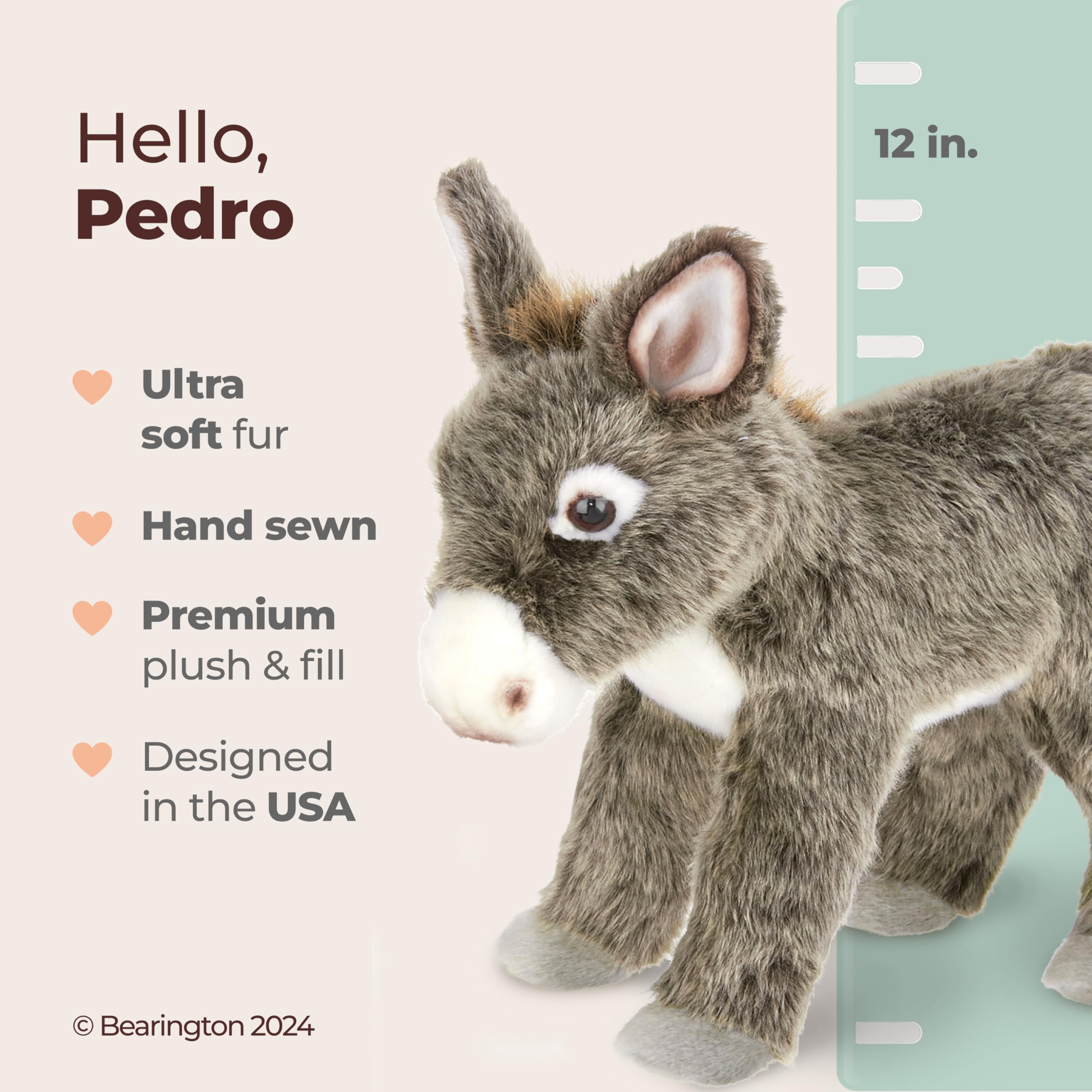 Foto 3 pulgar | Peluche Bearington Pedro Con Forma De Burro De Peluche, 30 Cm - Venta Internacional.