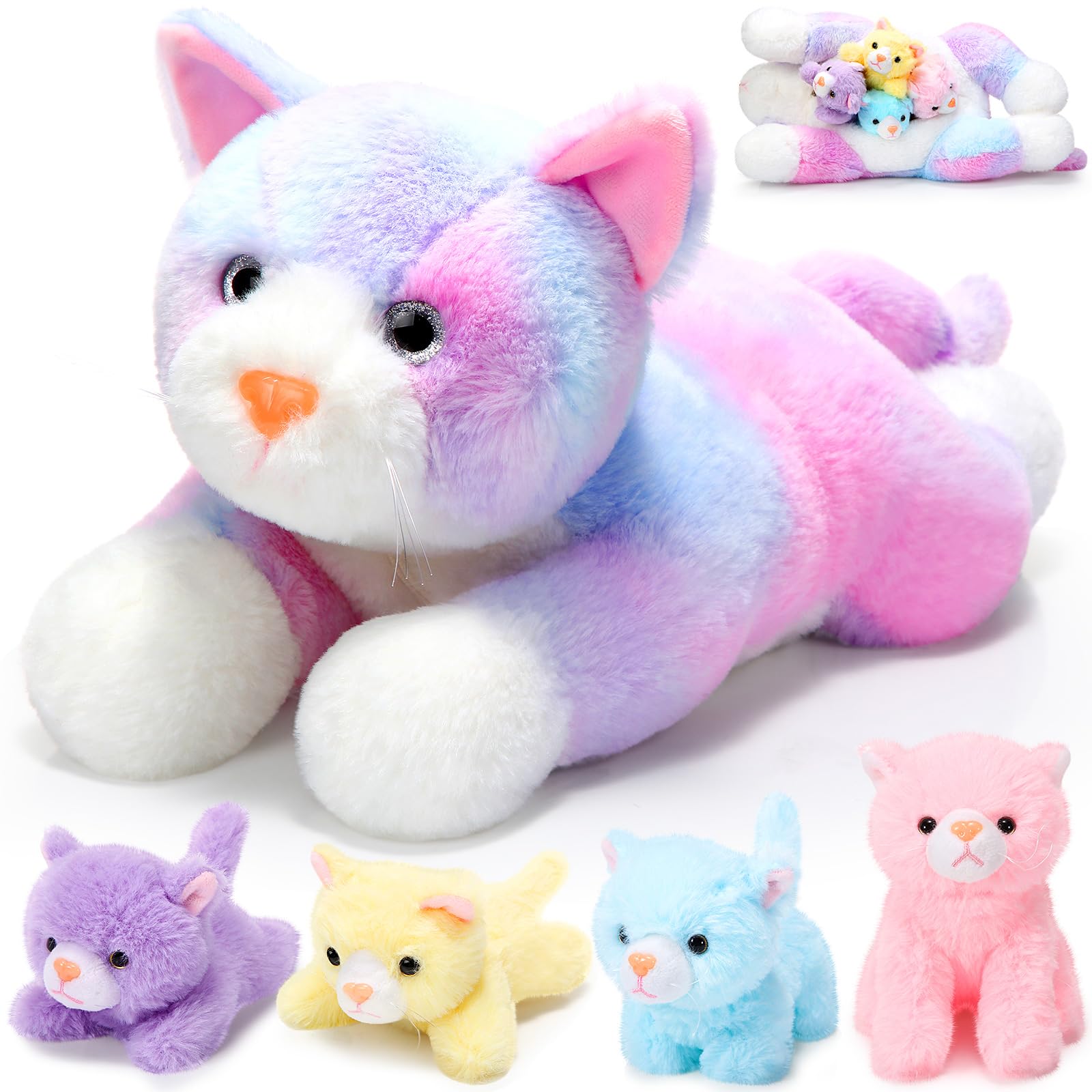 Foto 2 pulgar | Peluche Skylety Cat Con Bebés Dentro De Una Gata Embarazada - Venta Internacional.
