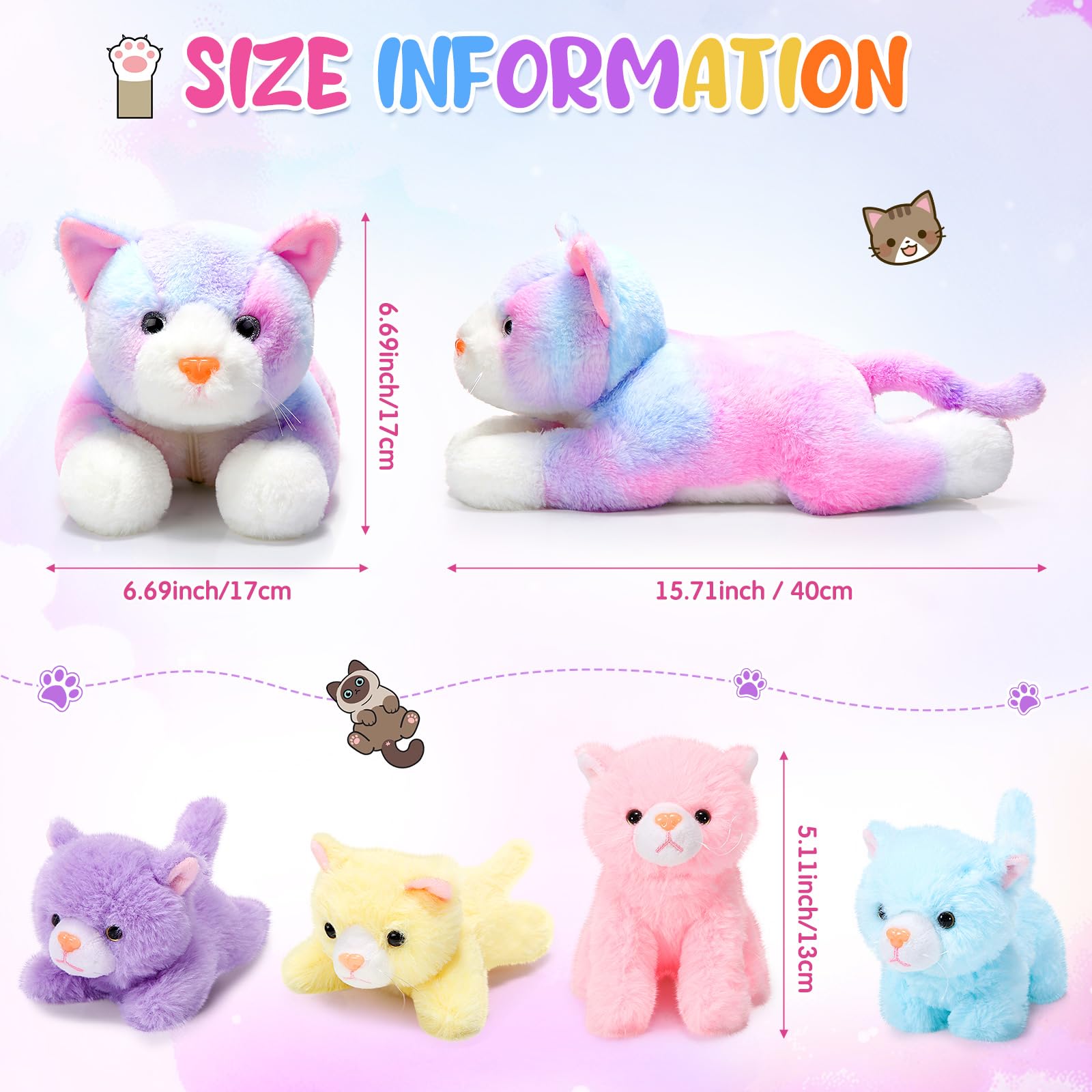 Foto 2 | Peluche Skylety Cat Con Bebés Dentro De Una Gata Embarazada - Venta Internacional.