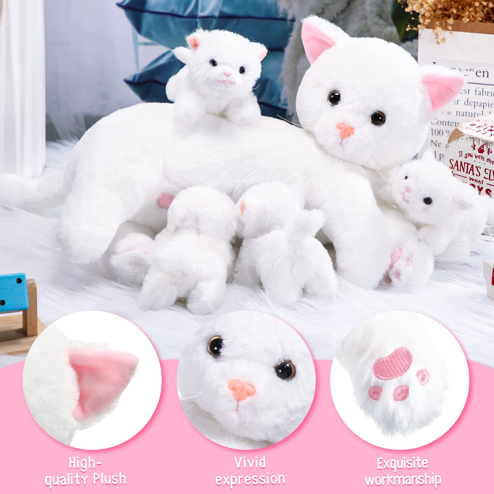 Foto 5 pulgar | Peluche Skylety, Gato Cariñoso Con 4 Gatitos De Peluche De 40 Cm - Venta Internacional.