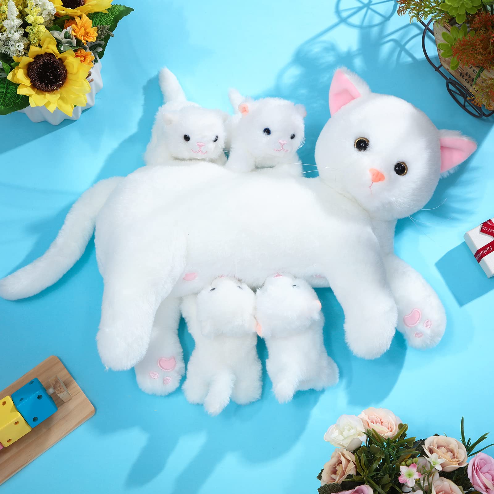 Foto 6 pulgar | Peluche Skylety, Gato Cariñoso Con 4 Gatitos De Peluche De 40 Cm - Venta Internacional.