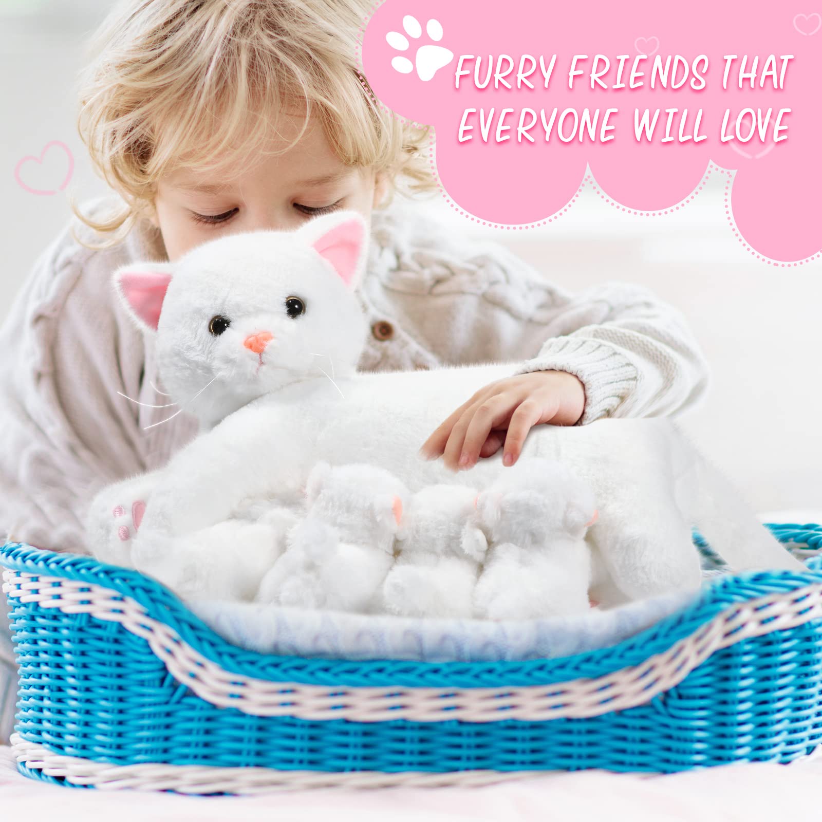 Foto 7 pulgar | Peluche Skylety, Gato Cariñoso Con 4 Gatitos De Peluche De 40 Cm - Venta Internacional.