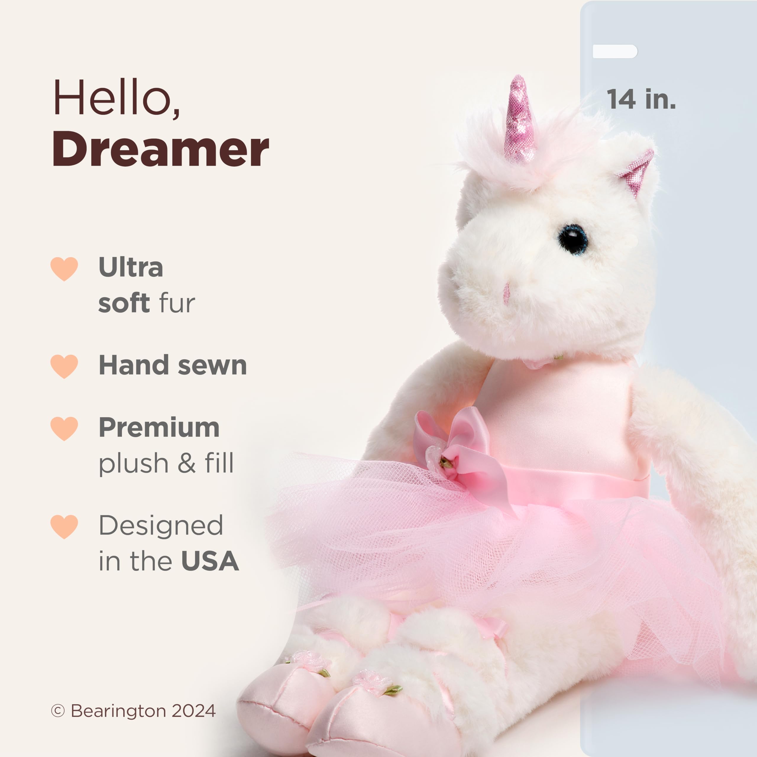 Foto 3 pulgar | Animal De Peluche Dreamer Ballerina Unicorn De La Colección Bearington - Venta Internacional.