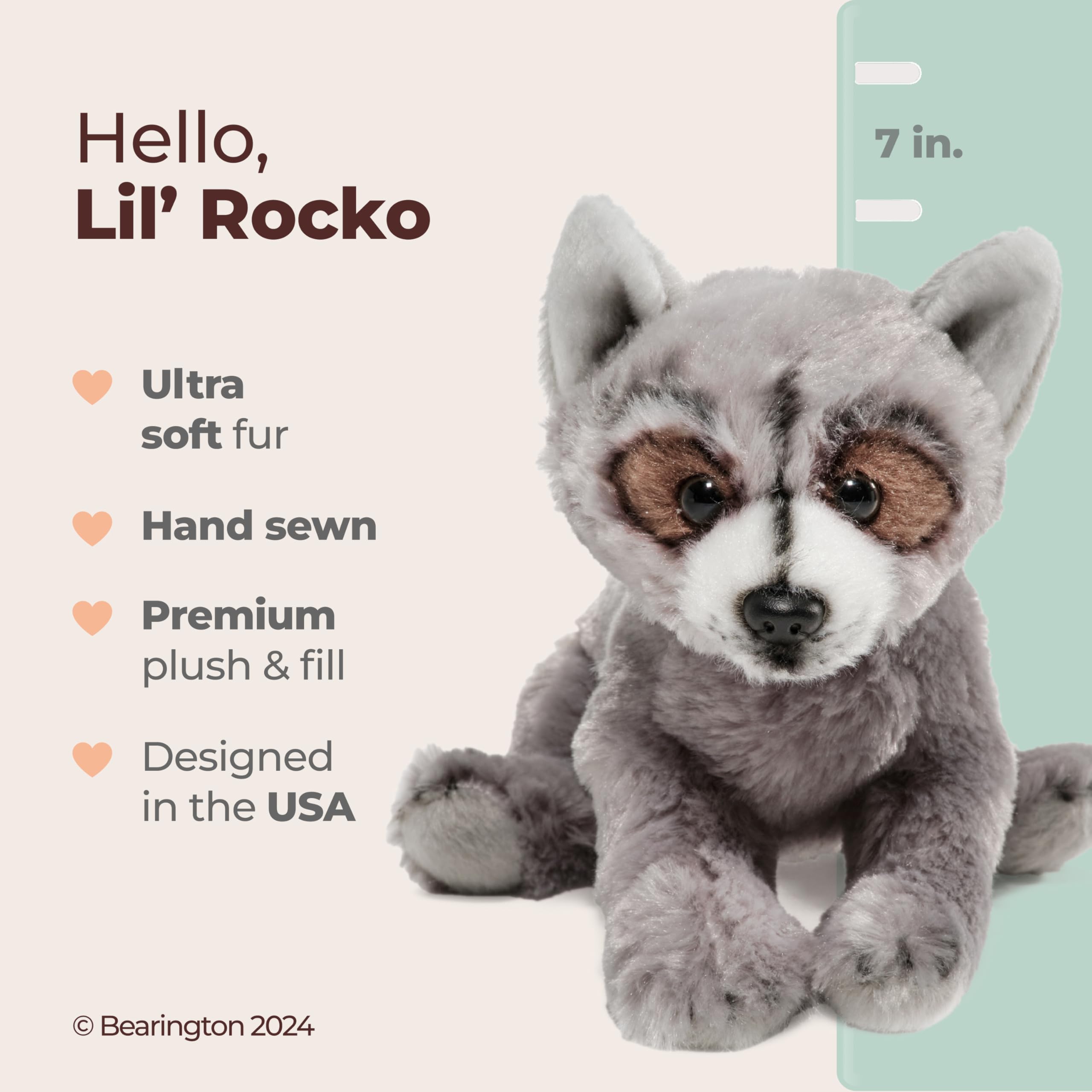 Foto 3 pulgar | Peluche De Peluche Bearington Lil' Rocko Raccoon 18 Cm - Venta Internacional.