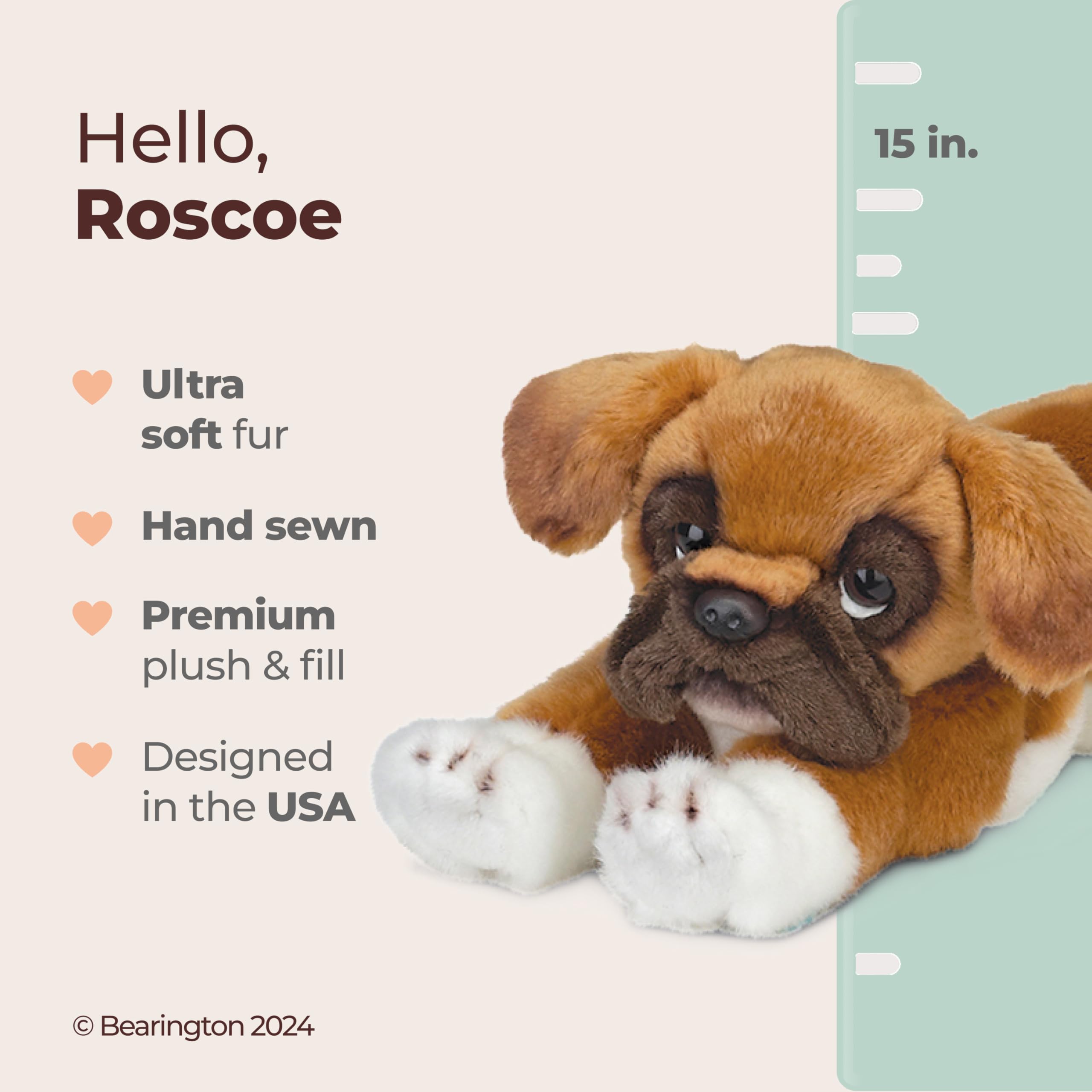 Foto 2 | Peluche De Peluche Bearington Roscoe Boxer Dog 38 Cm - Venta Internacional.