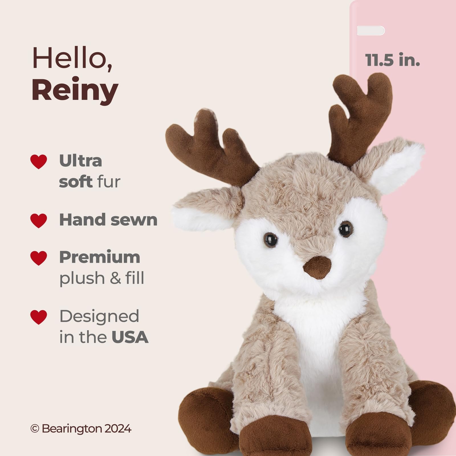 Foto 3 pulgar | Peluche Reiny Collection Reiny Con Forma De Reno De Peluche, 29 Cm - Venta Internacional.
