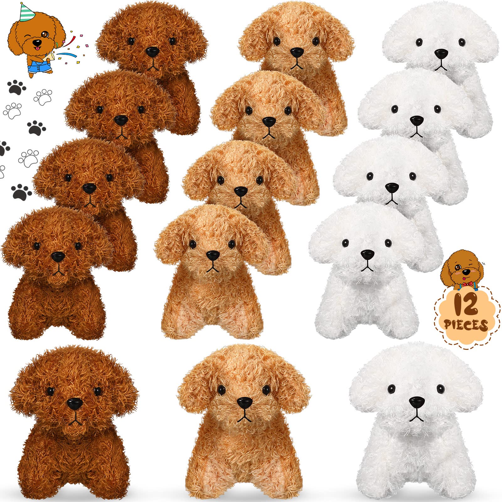 Miniperros De Peluche Skylety De 5 Pulgadas Para Niños, 12 Unidades - Venta Internacional.