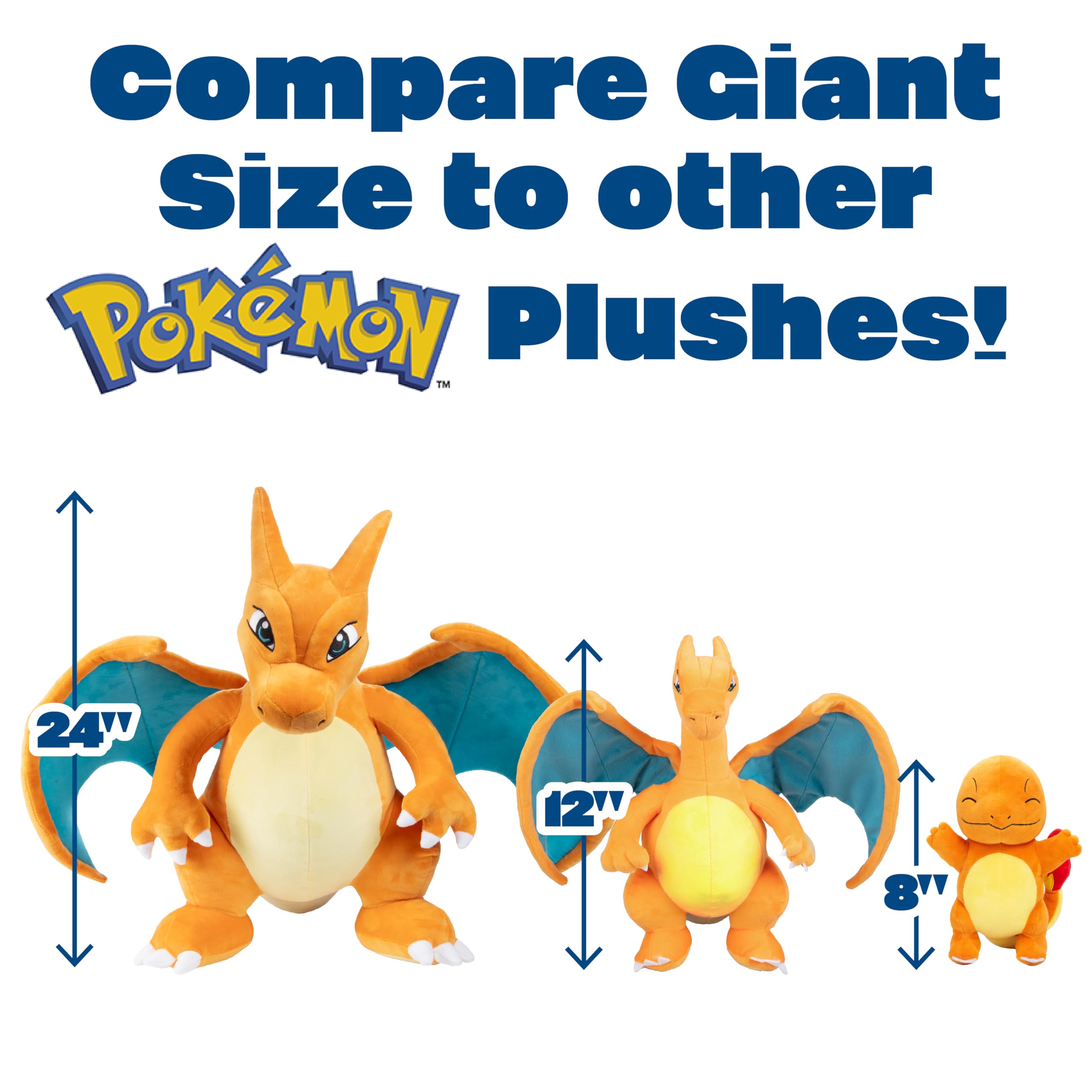 Foto 3 pulgar | Peluche Pokémon Jumbo Charizard De 24 Cm, Con Licencia Oficial - Venta Internacional.