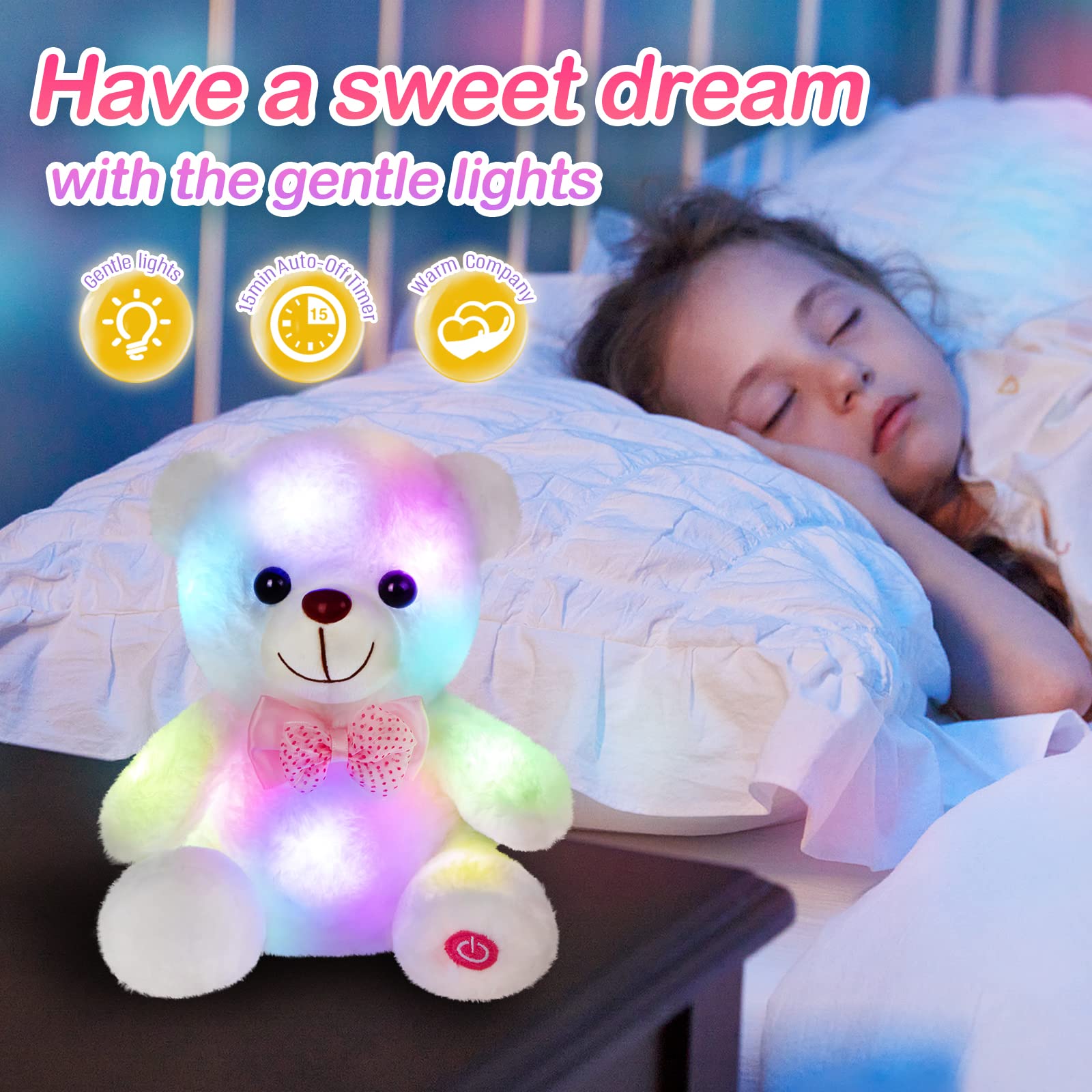 Foto 4 pulgar | Peluche Bstaofy Iluminado Con Osito De Peluche Blanco Led De 20 Cm - Venta Internacional.