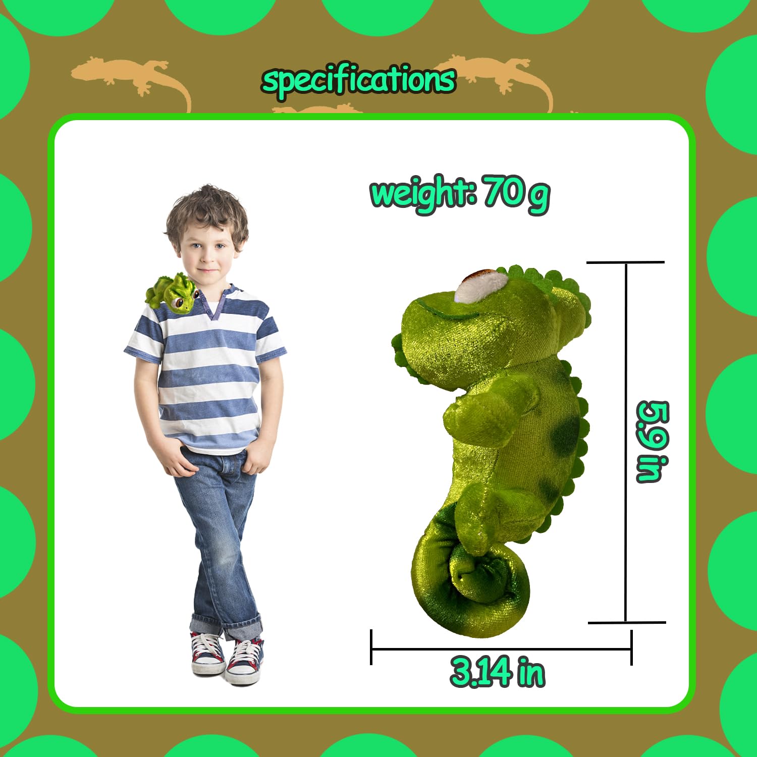 Foto 3 pulgar | Juguete De Peluche Con Diseño De Lagarto Con Imán En El Hombro Para Niños - Venta Internacional.