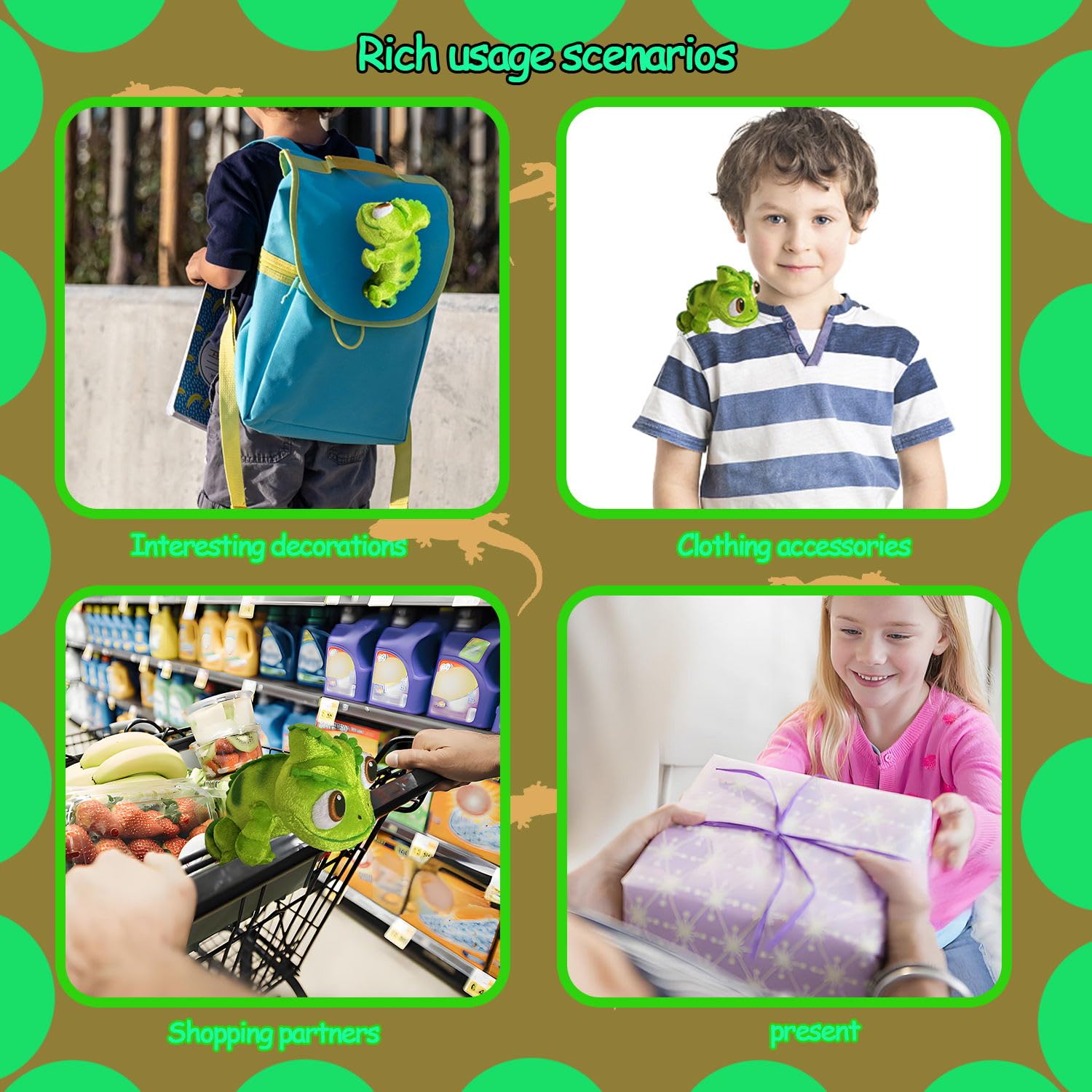 Foto 4 pulgar | Juguete De Peluche Con Diseño De Lagarto Con Imán En El Hombro Para Niños - Venta Internacional.