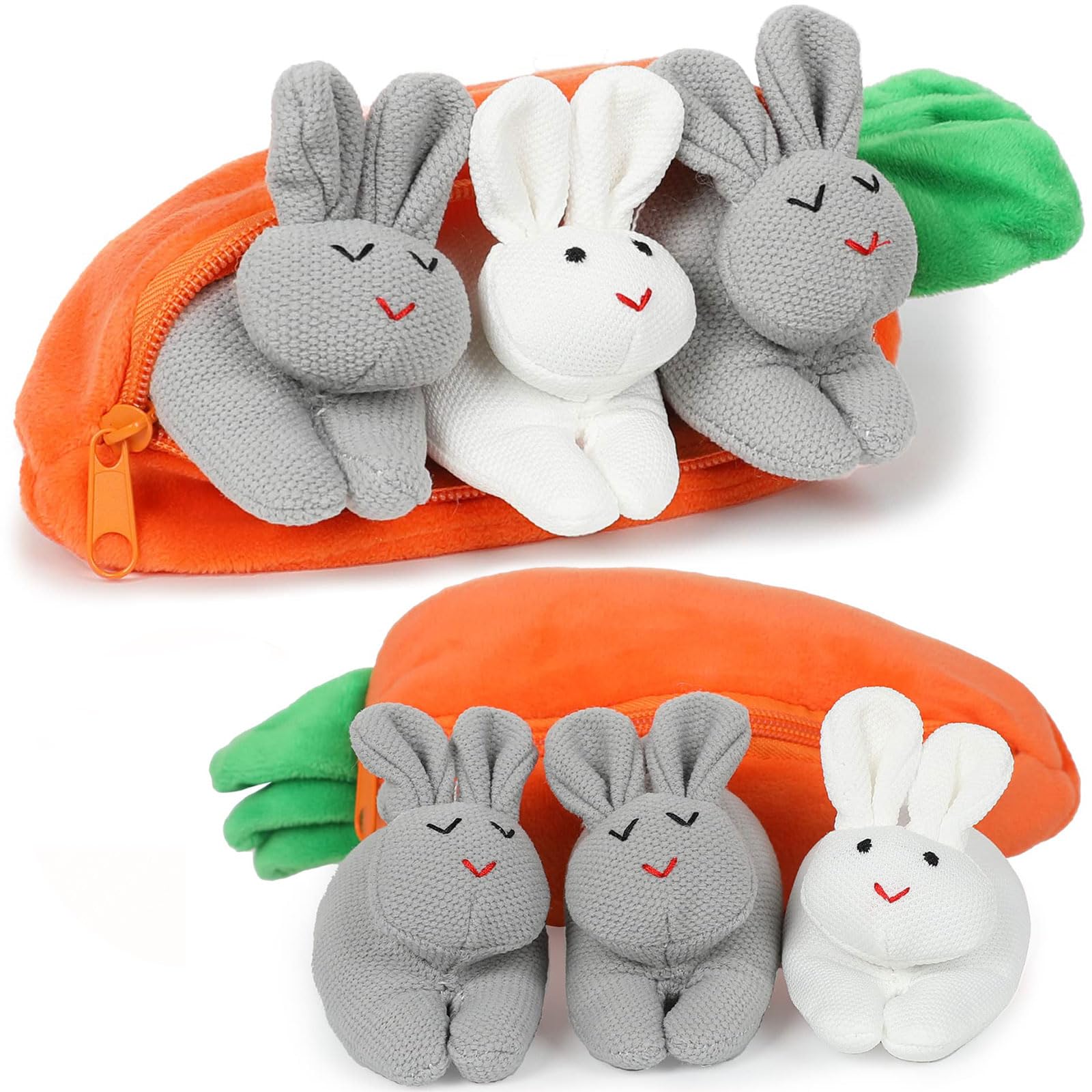 Conejitos De Peluche A Las Escondidas En Bolsa De Zanahoria Para Pascua - Venta Internacional.