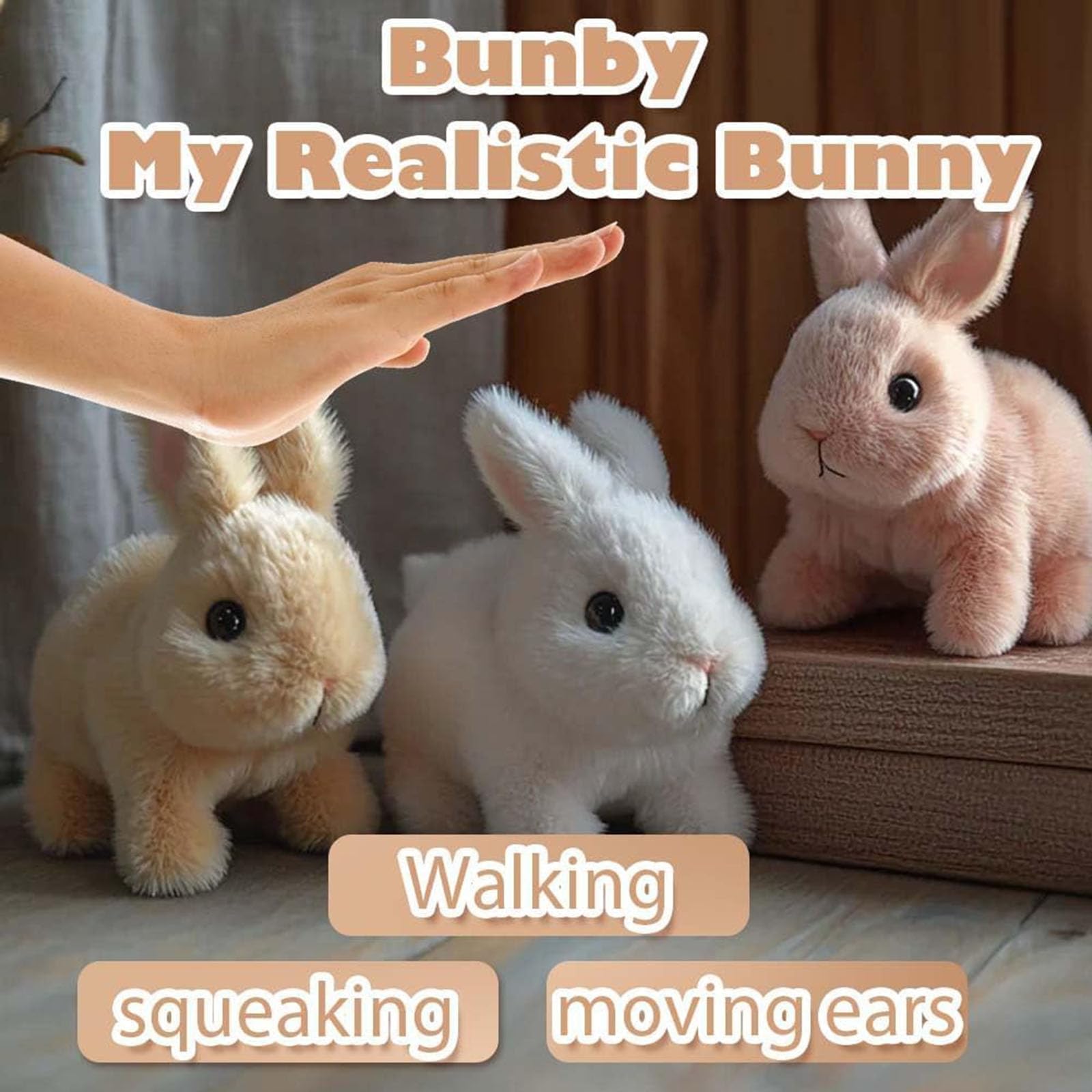 Foto 3 pulgar | Conejito Realista De Toy Bunny Bunby Que Se Mueve Para Niños, Color Rosa Y Blanco - Venta Internacional.