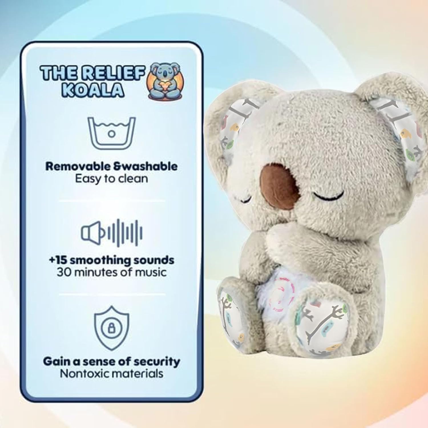 Foto 4 pulgar | Peluche Para Aliviar La Ansiedad Con Forma De Koala, Gris, 25 Cm, Con Sonido - Venta Internacional.