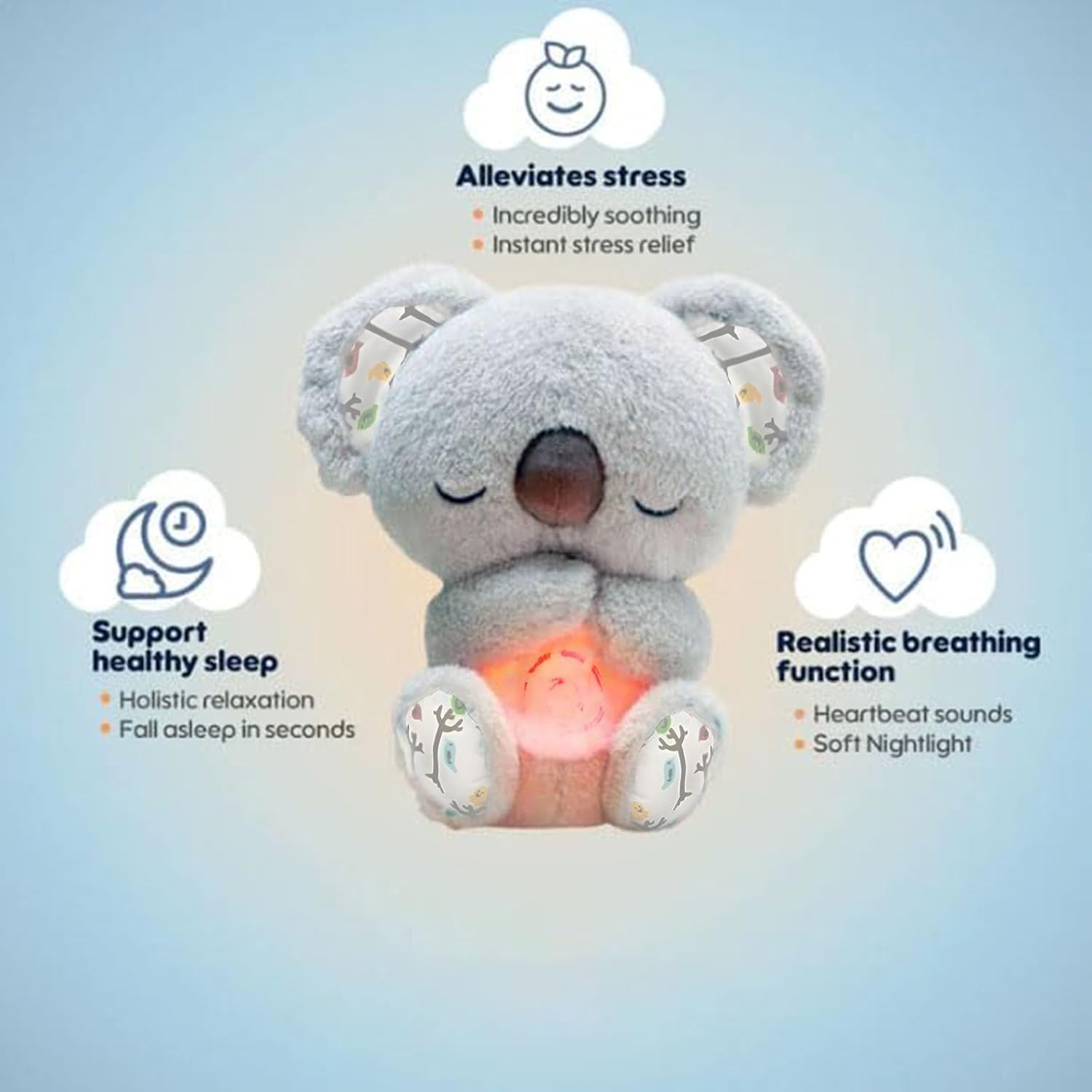 Foto 6 pulgar | Peluche Para Aliviar La Ansiedad Con Forma De Koala, Gris, 25 Cm, Con Sonido - Venta Internacional.