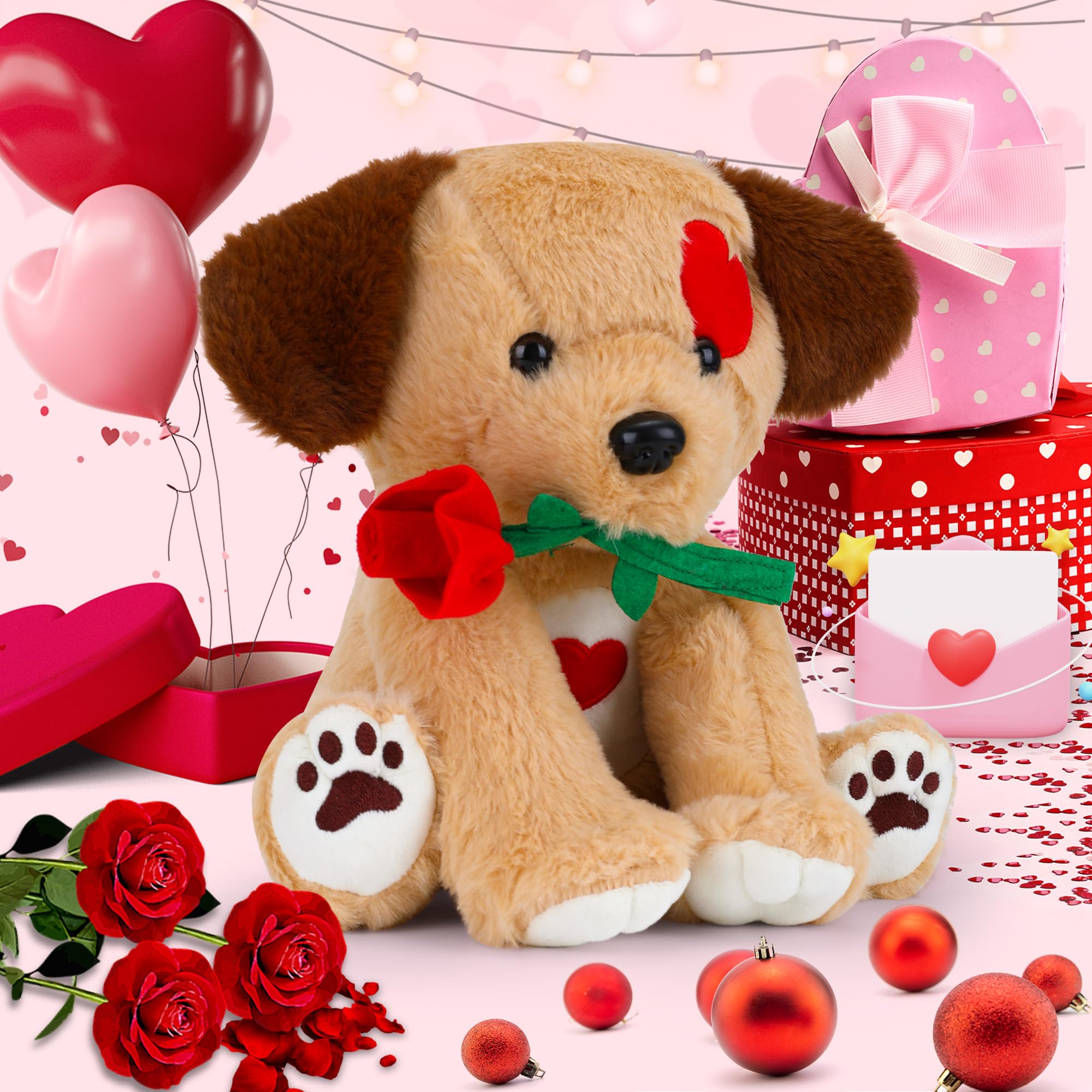 Foto 4 pulgar | Peluche Para Perro Con Rosa De 23 Cm, Regalo De San Valentín - Venta Internacional.