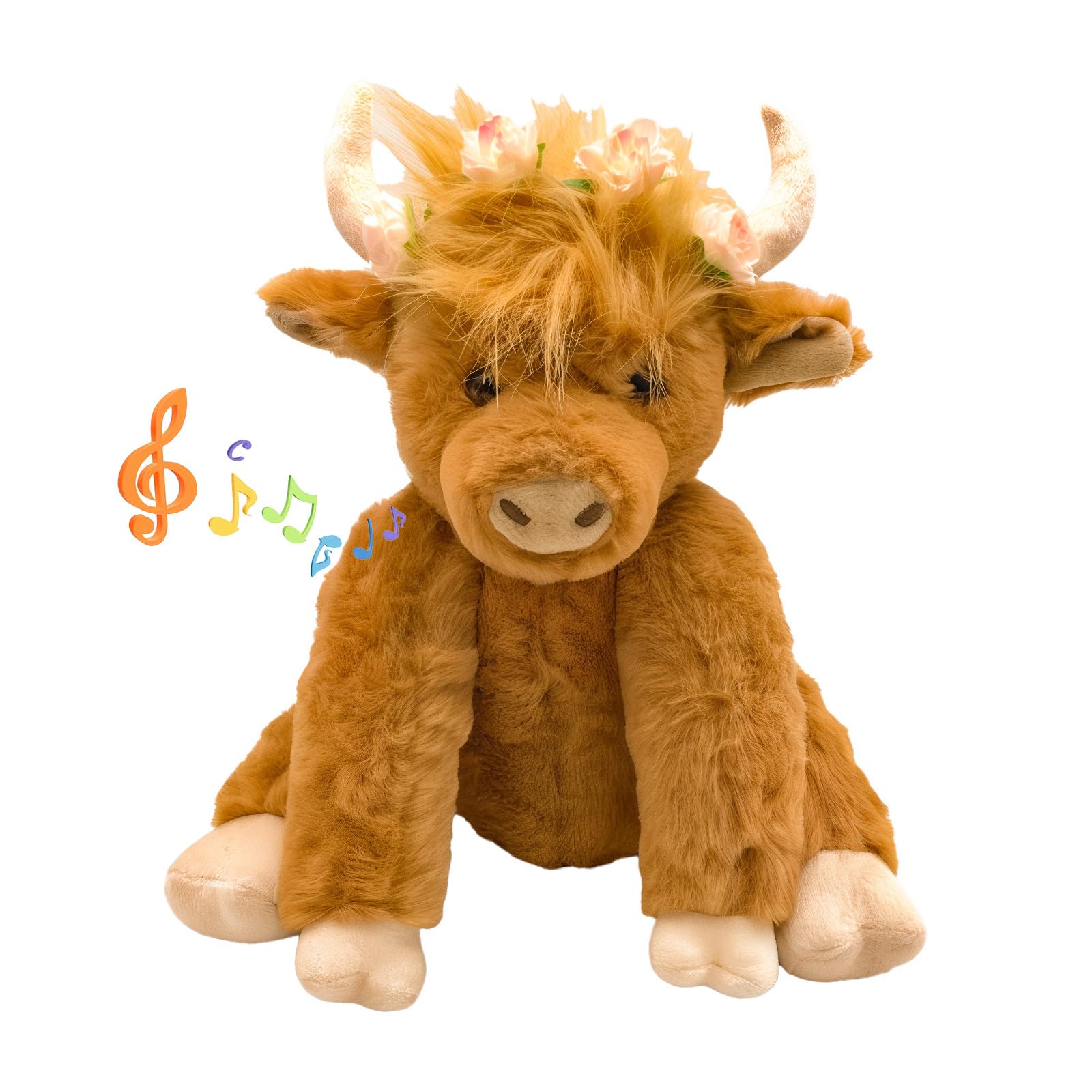 Peluche Highland Cow Con Articulaciones Móviles Y Sonido De 25 Cm - Venta Internacional.