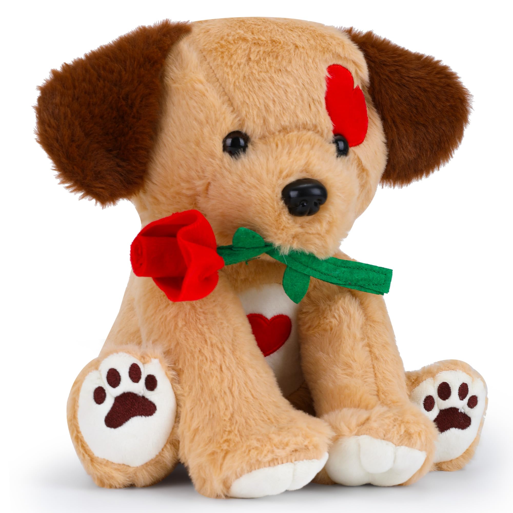 Foto 2 pulgar | Peluche De Perro De Peluche Con Rosa, Regalo De San Valentín, 23 Cm - Venta Internacional.