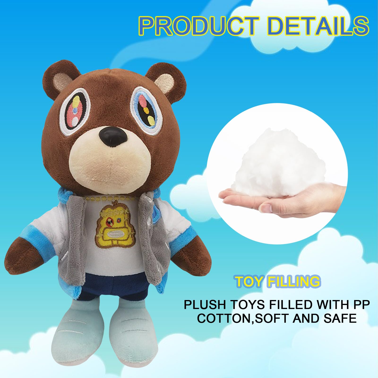 Foto 3 pulgar | Peluche De Peluche Con Bonito Oso Kanye De 25 Cm Para Fanáticos De Los Niños - Venta Internacional.