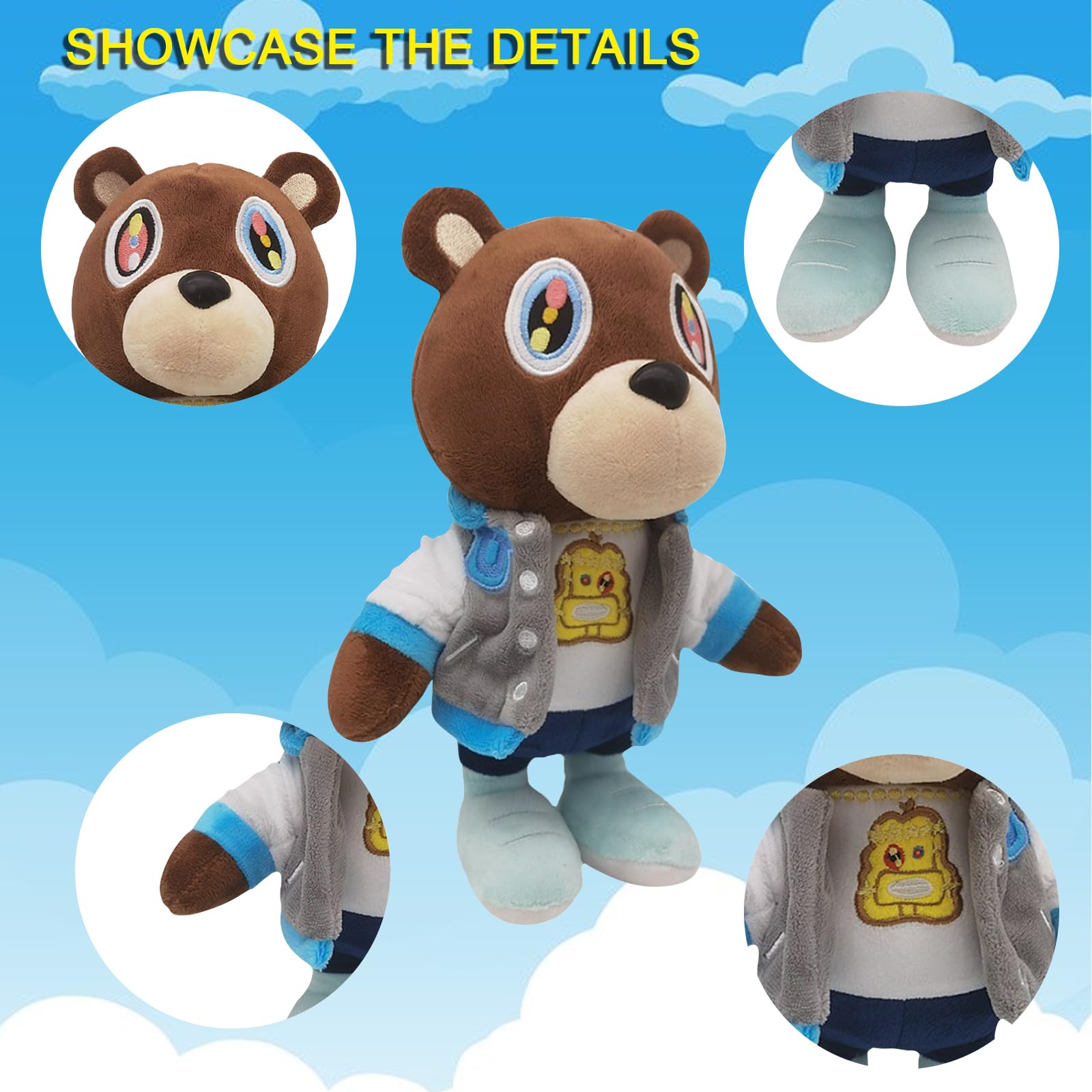 Foto 4 pulgar | Peluche De Peluche Con Bonito Oso Kanye De 25 Cm Para Fanáticos De Los Niños - Venta Internacional.