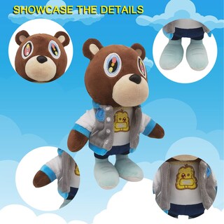 Foto 3 | Peluche De Peluche Con Bonito Oso Kanye De 25 Cm Para Fanáticos De Los Niños - Venta Internacional.