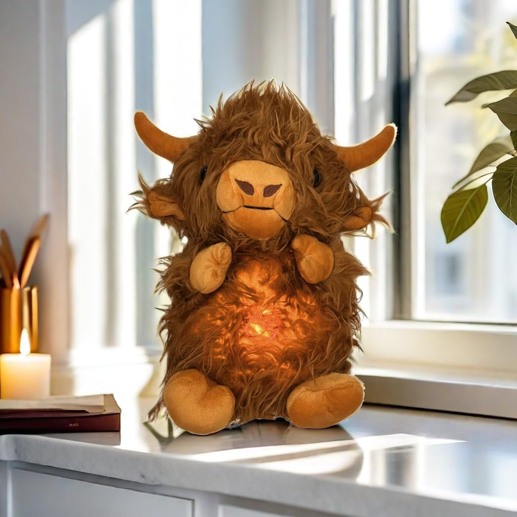 Foto 3 pulgar | Animal De Peluche, Vaca De Las Tierras Altas, Respiración Relajante Con Música, 34 Cm - Venta Internacional.