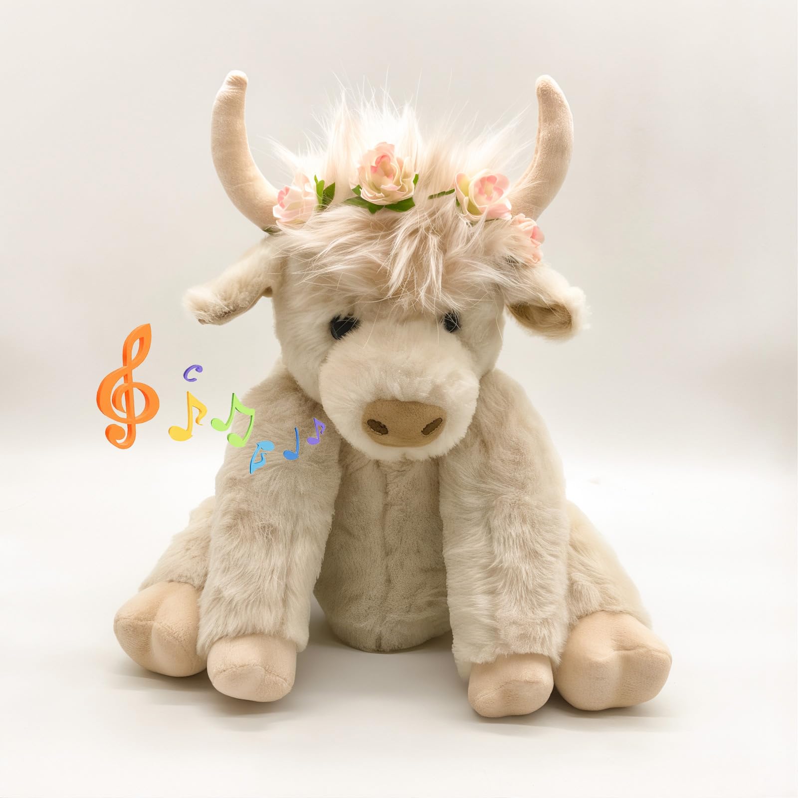 Peluche Highland Cow Con Articulaciones Móviles Y Sonido De 25 Cm - Venta Internacional.