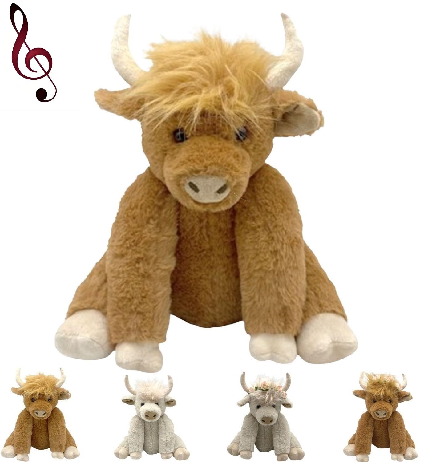 Foto 2 pulgar | Peluche Theorbi De Vaca Realista De Las Tierras Altas Escocesas De 25 Cm Con Música - Venta Internacional.