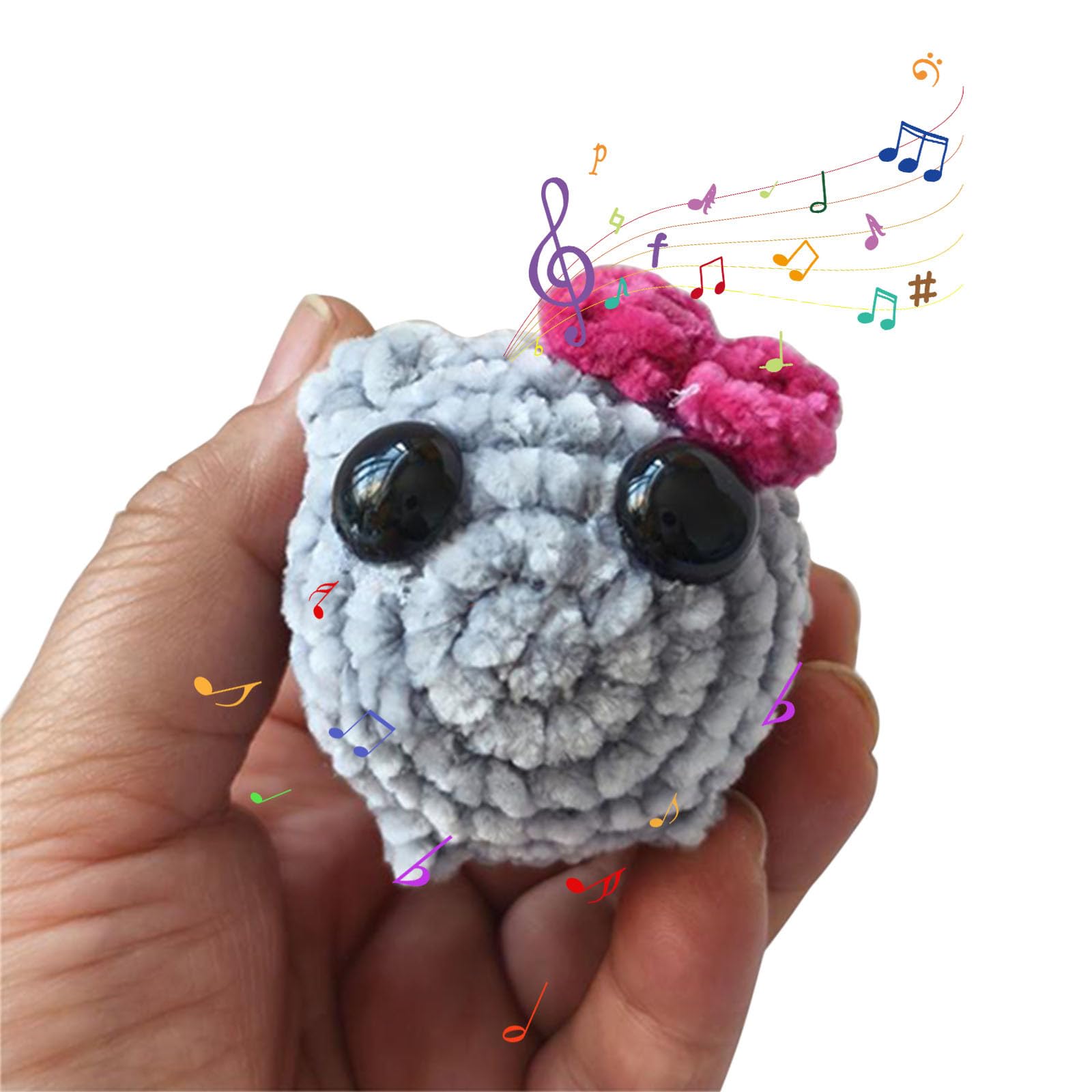 Foto 2 pulgar | Peluche Triste De Hámster Con Sonido Y Llavero Tejido A Mano - Venta Internacional.