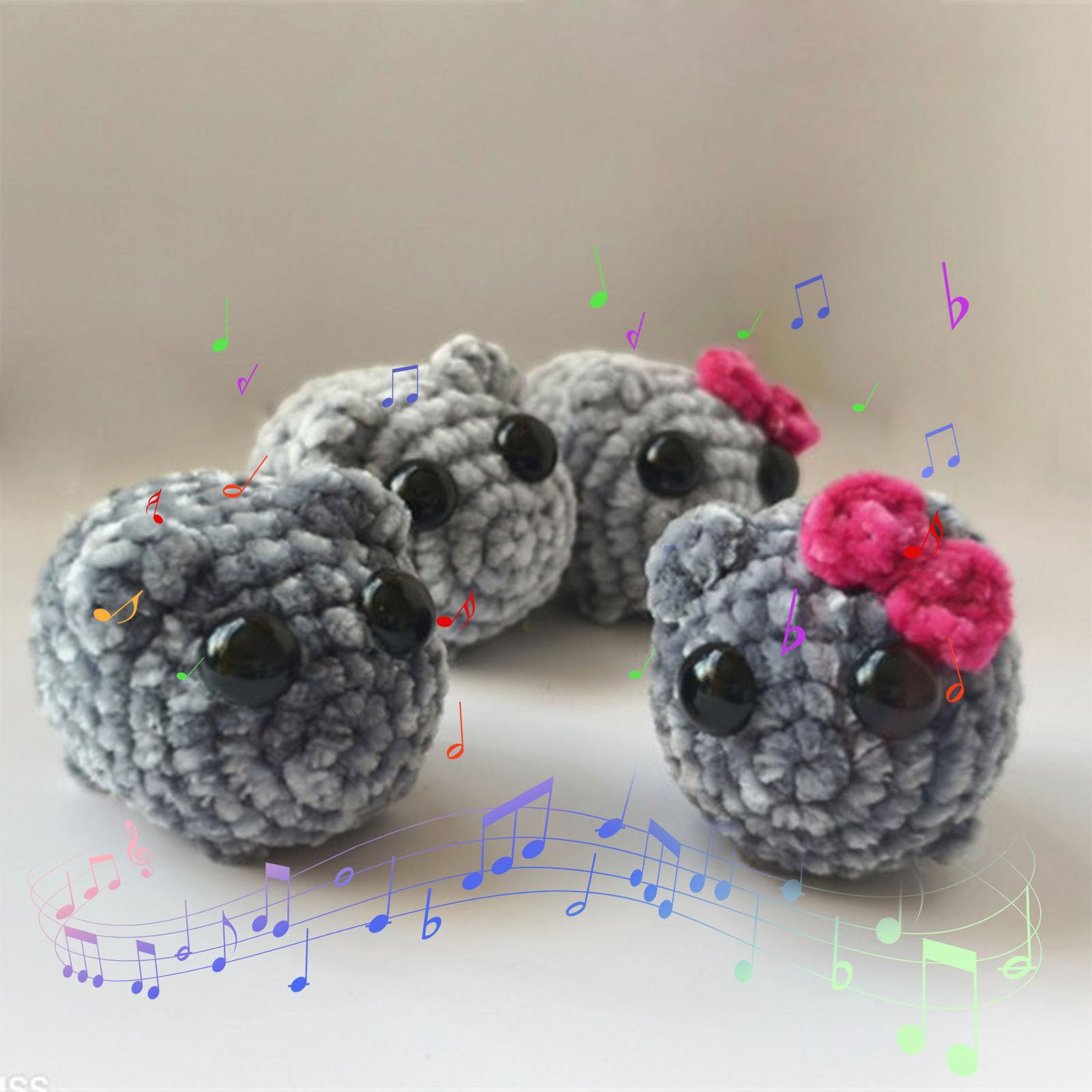 Foto 3 pulgar | Peluche Triste De Hámster Con Sonido Y Llavero Tejido A Mano - Venta Internacional.