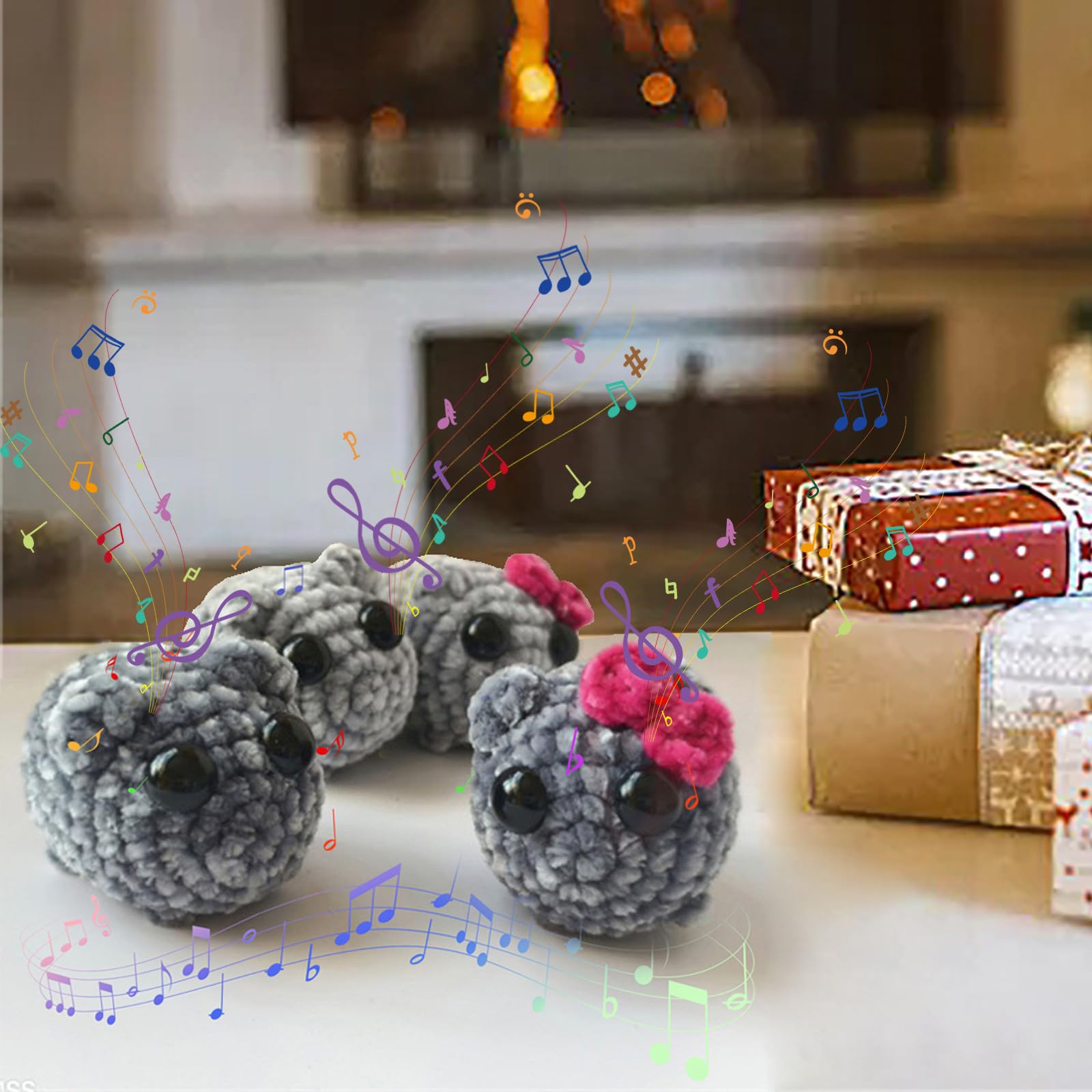 Foto 4 pulgar | Peluche Triste De Hámster Con Sonido Y Llavero Tejido A Mano - Venta Internacional.
