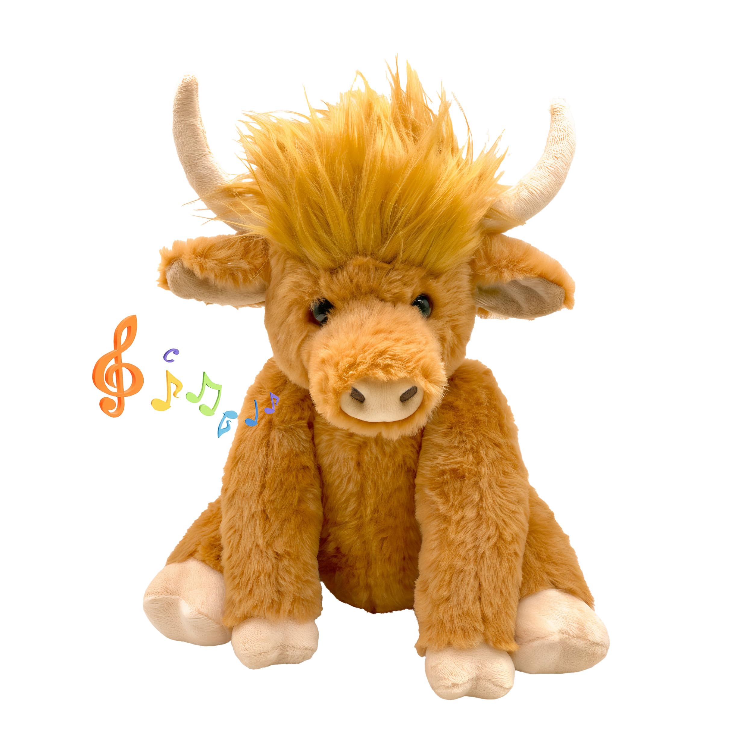 Peluche Highland Cow Con Articulaciones Móviles Y Sonido De 25 Cm - Venta Internacional.