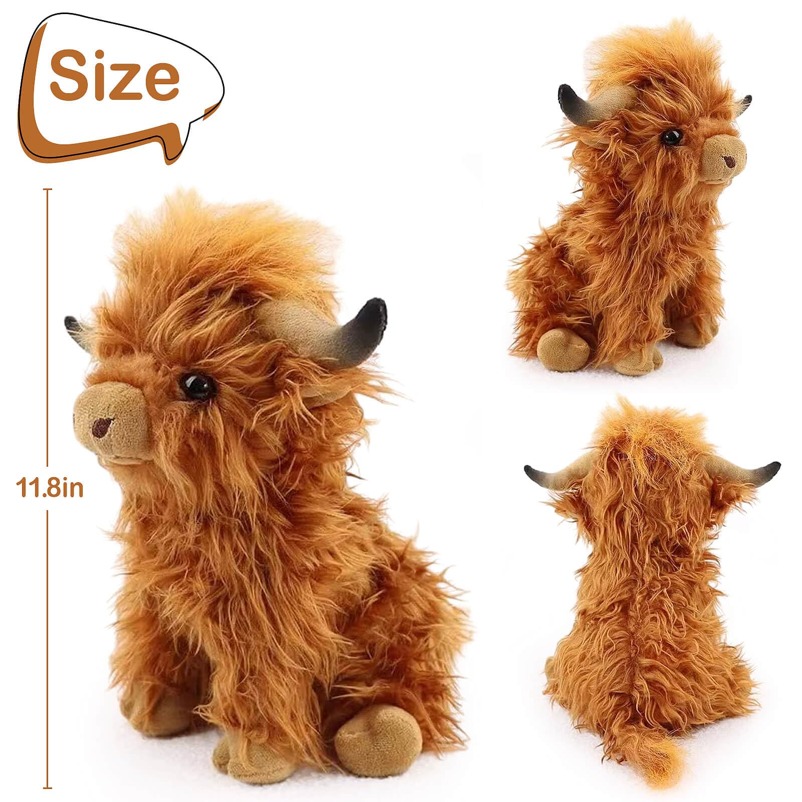 Foto 3 pulgar | Peluche Con Forma De Vaca Escocesa De Las Tierras Altas Para Niños Y Adultos, 28 Cm - Venta Internacional.