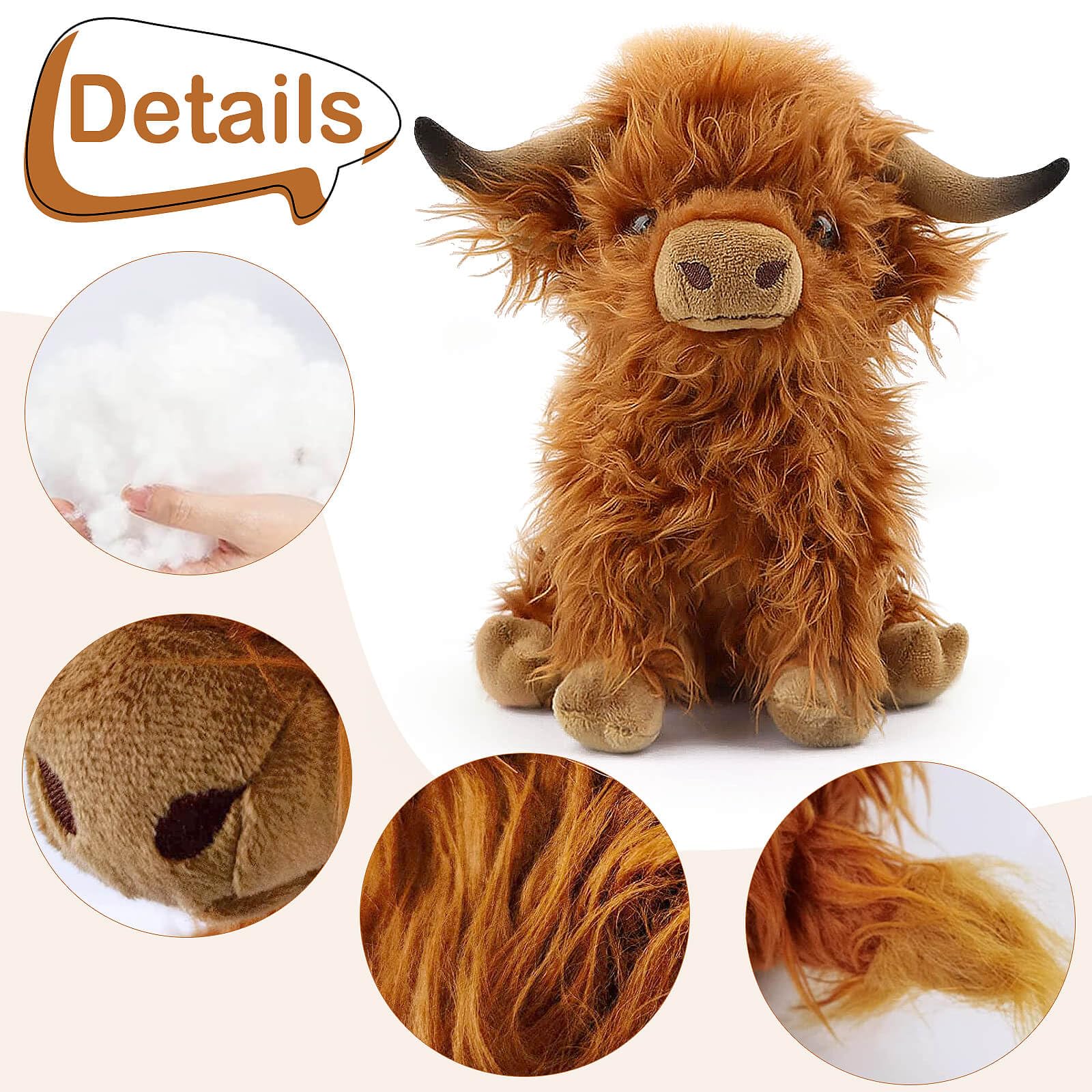 Foto 4 pulgar | Peluche Con Forma De Vaca Escocesa De Las Tierras Altas Para Niños Y Adultos, 28 Cm - Venta Internacional.