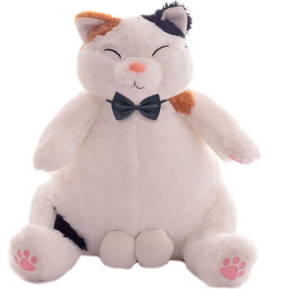 Peluche Con Forma De Gato Gordo Con Pelota, 35 Cm, Marrón Y Blanco - Venta Internacional.