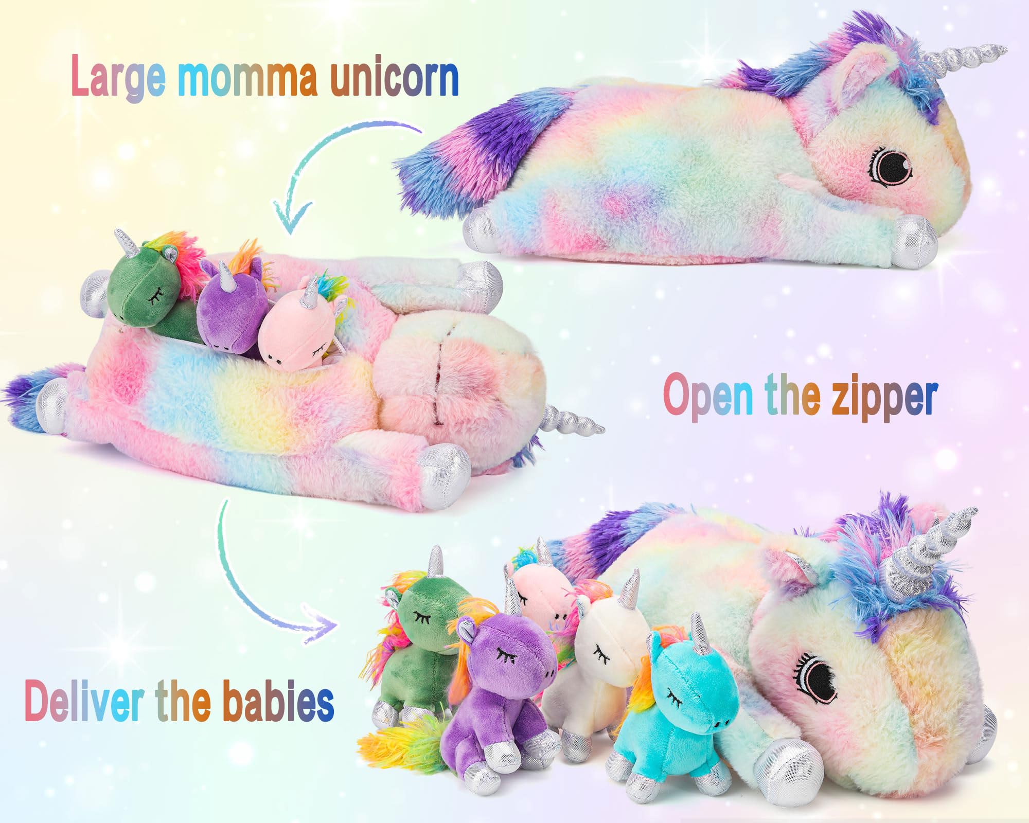 Foto 3 pulgar | Animal De Peluche Con Forma De Unicornio, Con 5 Bebés, Para Niñas De Más De 3 Años - Venta Internacional.