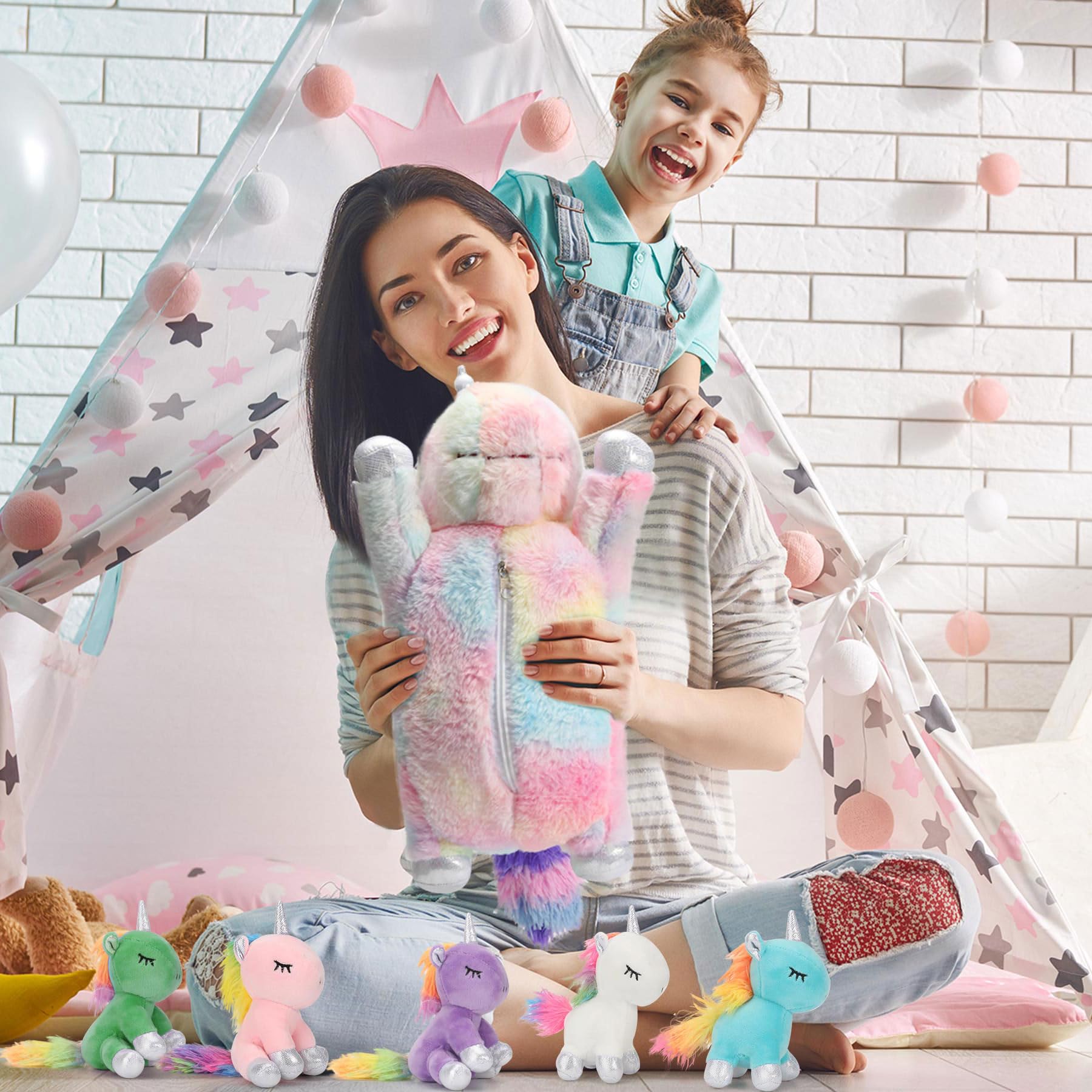 Foto 6 pulgar | Animal De Peluche Con Forma De Unicornio, Con 5 Bebés, Para Niñas De Más De 3 Años - Venta Internacional.