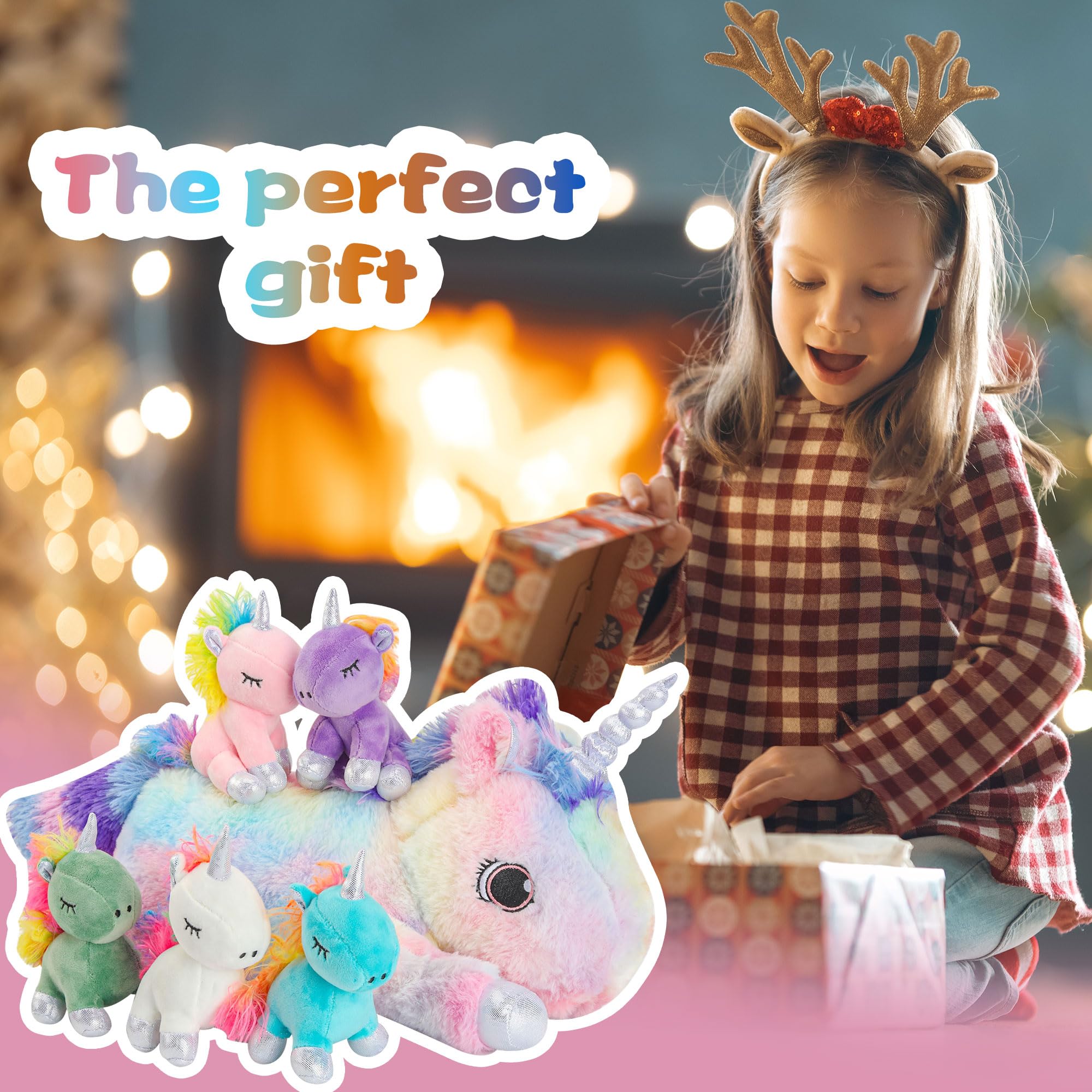 Foto 7 pulgar | Animal De Peluche Con Forma De Unicornio, Con 5 Bebés, Para Niñas De Más De 3 Años - Venta Internacional.
