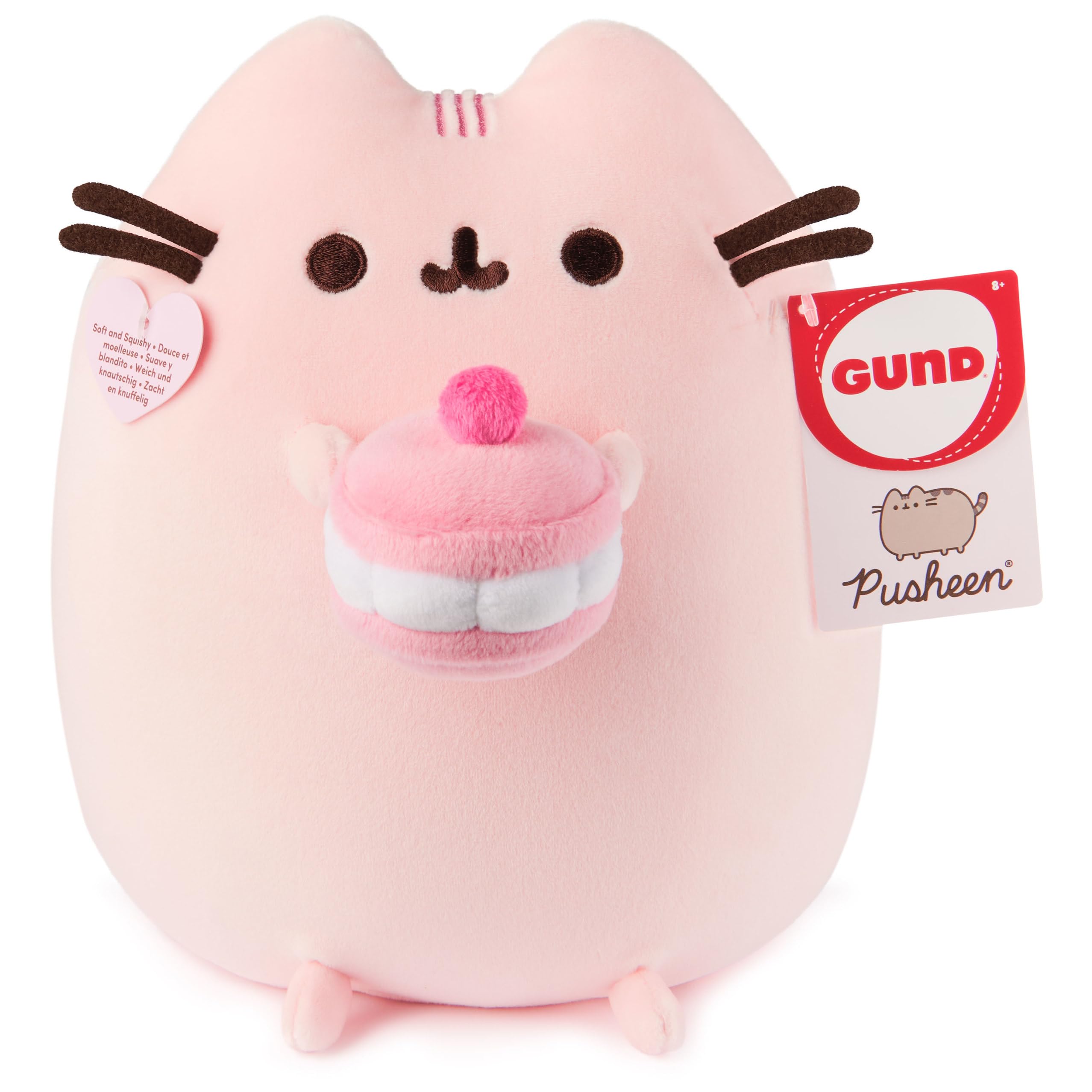 Foto 7 pulgar | Peluche Gund Pusheen Cherry Macaron Squisheen 24 Cm, Color Rosa - Venta Internacional.