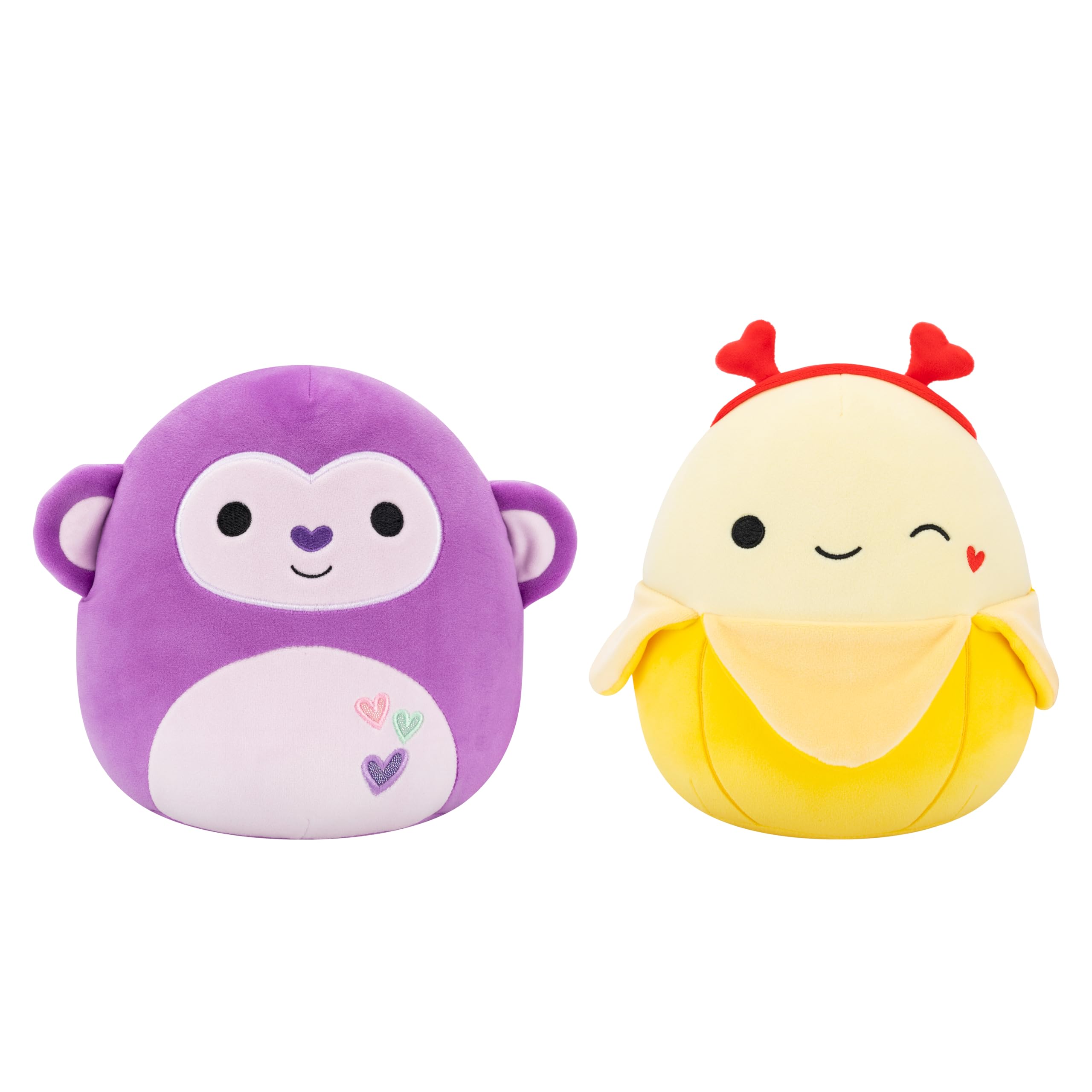 Peluche Squishmallows Original Hartman The Purple Monkey Y Junie The Banana, 20 Cm, Paquete De 2 - Venta Internacional.