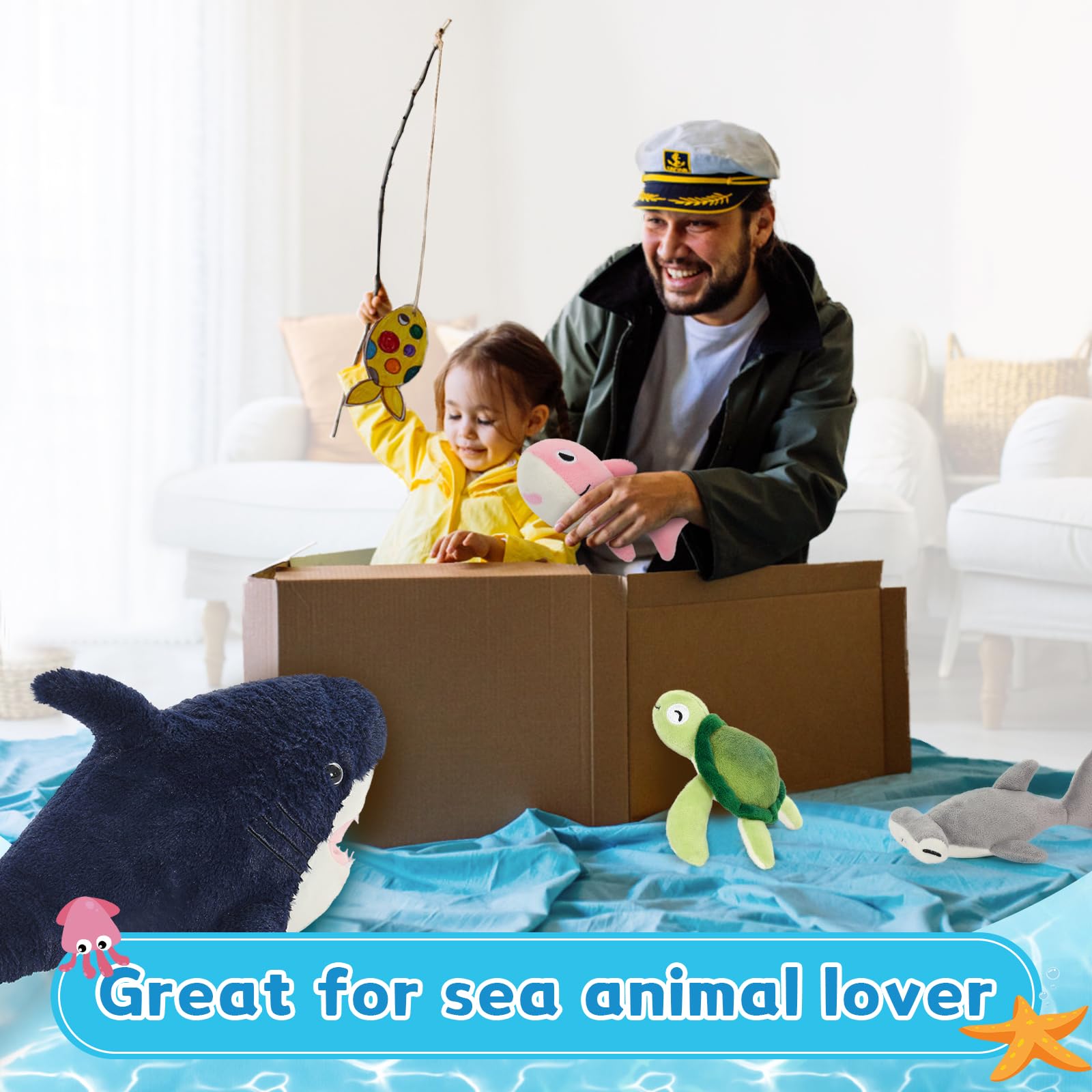Foto 8 pulgar | Set De Animales De Peluche Tiburón Maogolan Con 4 Animales Marinos Pequeños - Venta Internacional.