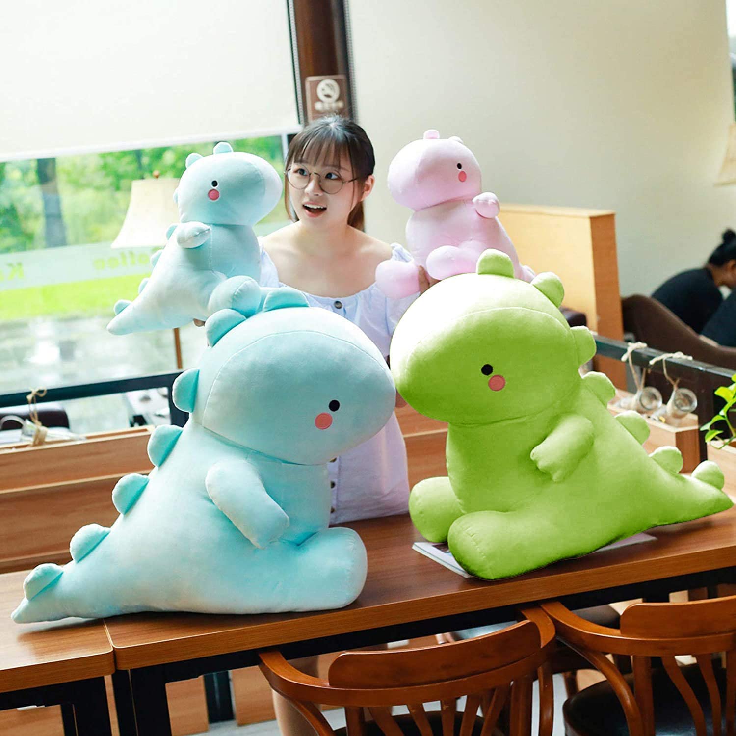 Foto 7 pulgar | Peluche Vhyhcy, Bonito Dinosaurio De Peluche, 50 Cm, Color Verde - Venta Internacional.