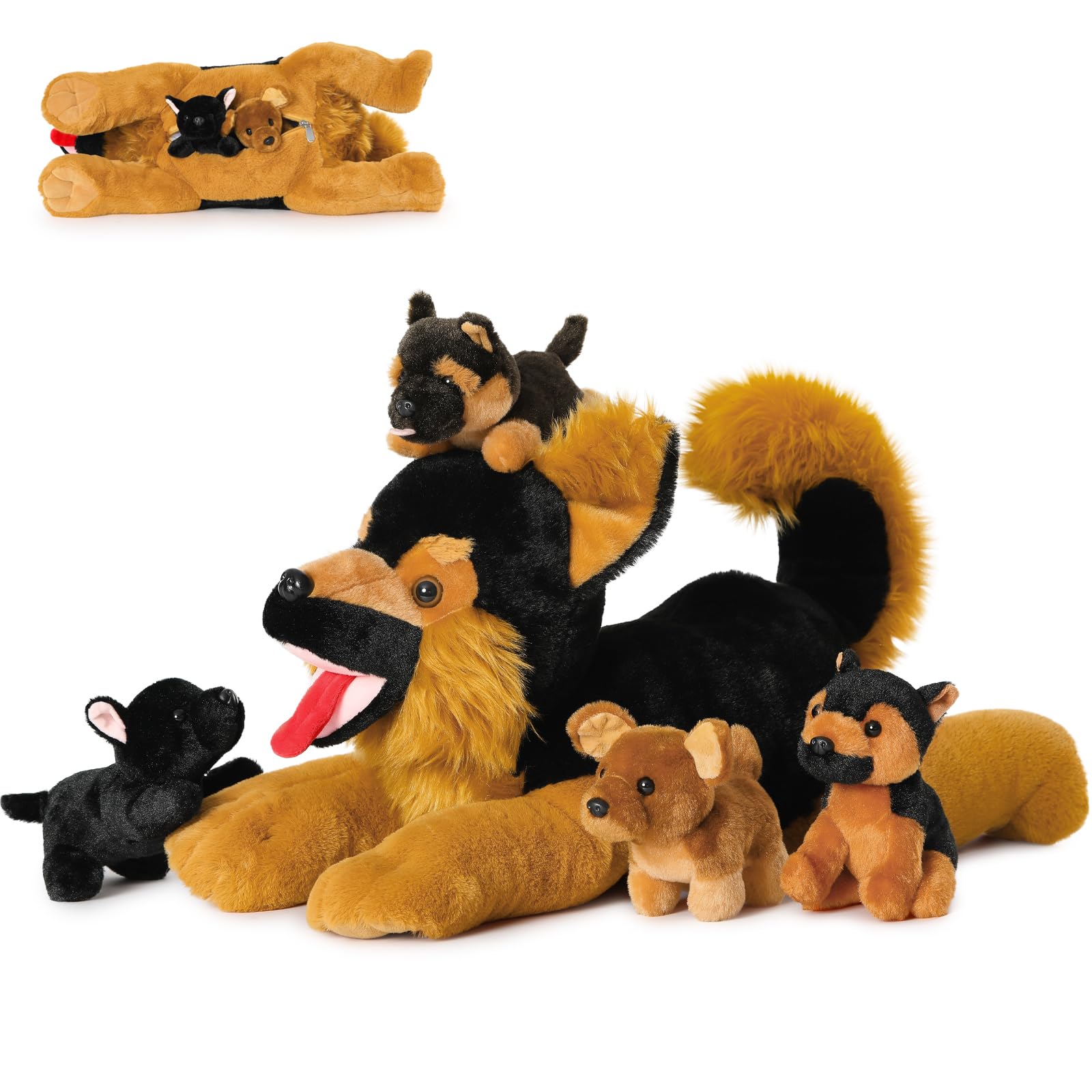 Foto 2 pulgar | Animales De Peluche Mao Golan, Pastor Alemán, Con 4 Bebés De 20 Pulgadas - Venta Internacional.