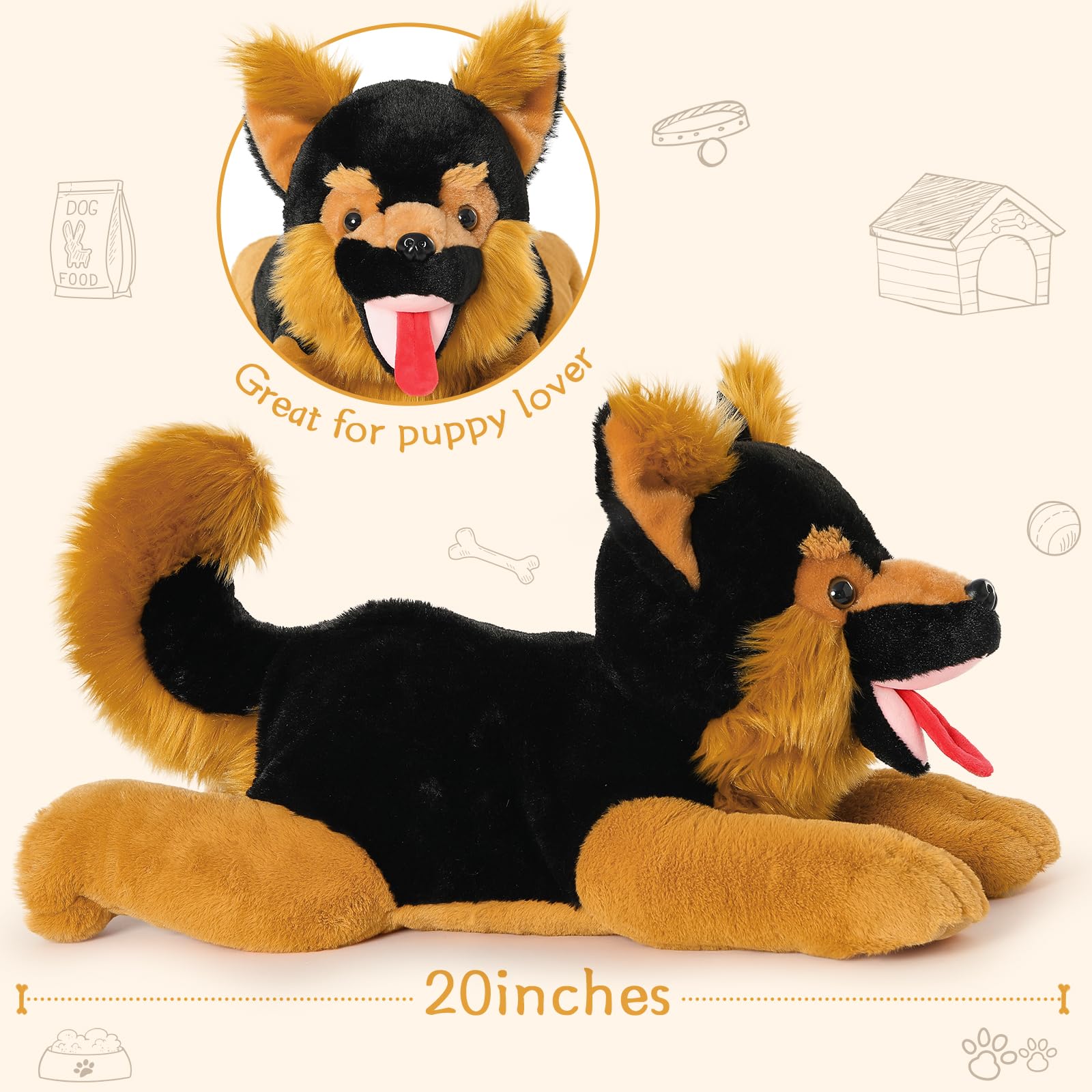 Foto 3 pulgar | Animales De Peluche Mao Golan, Pastor Alemán, Con 4 Bebés De 20 Pulgadas - Venta Internacional.