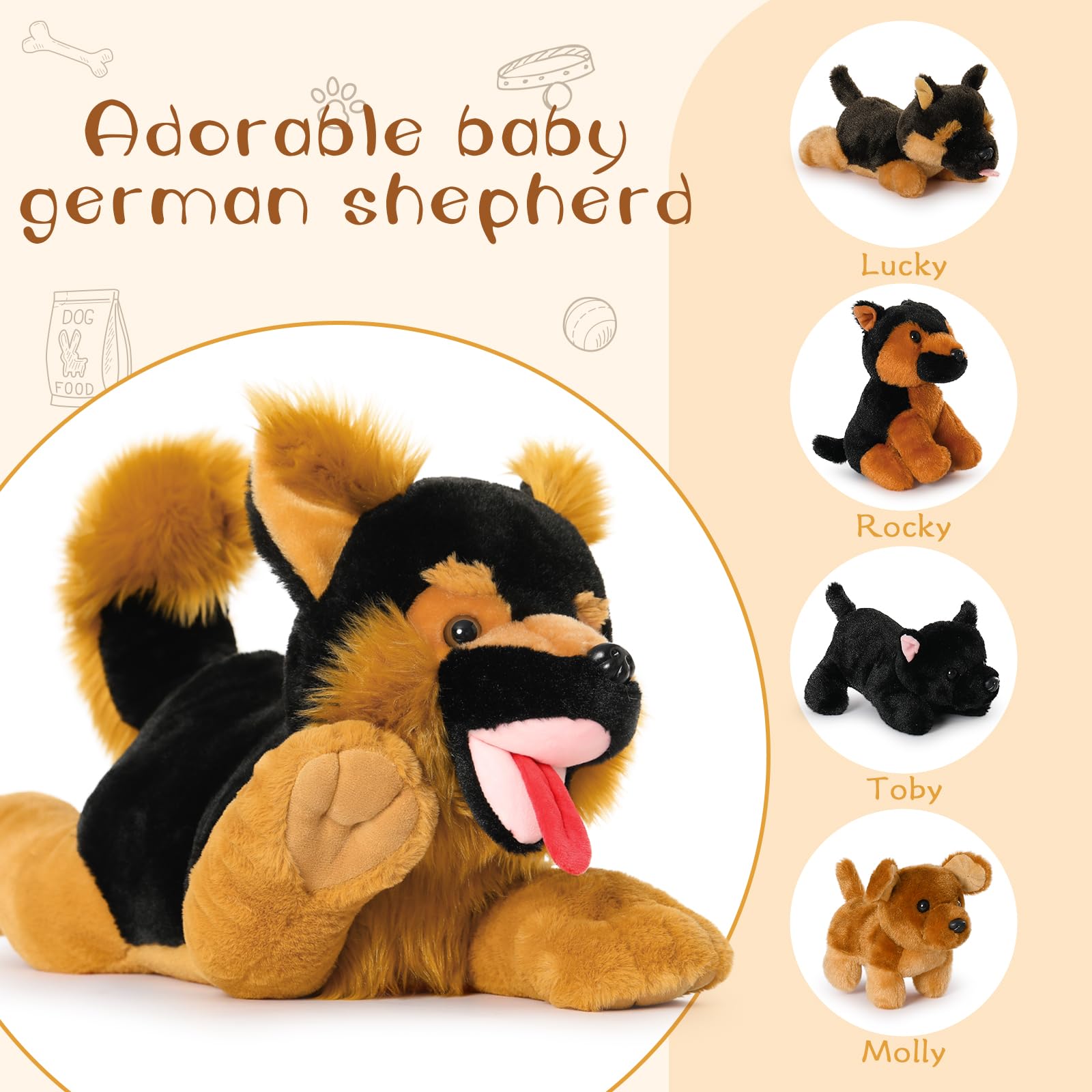 Foto 6 pulgar | Animales De Peluche Mao Golan, Pastor Alemán, Con 4 Bebés De 20 Pulgadas - Venta Internacional.