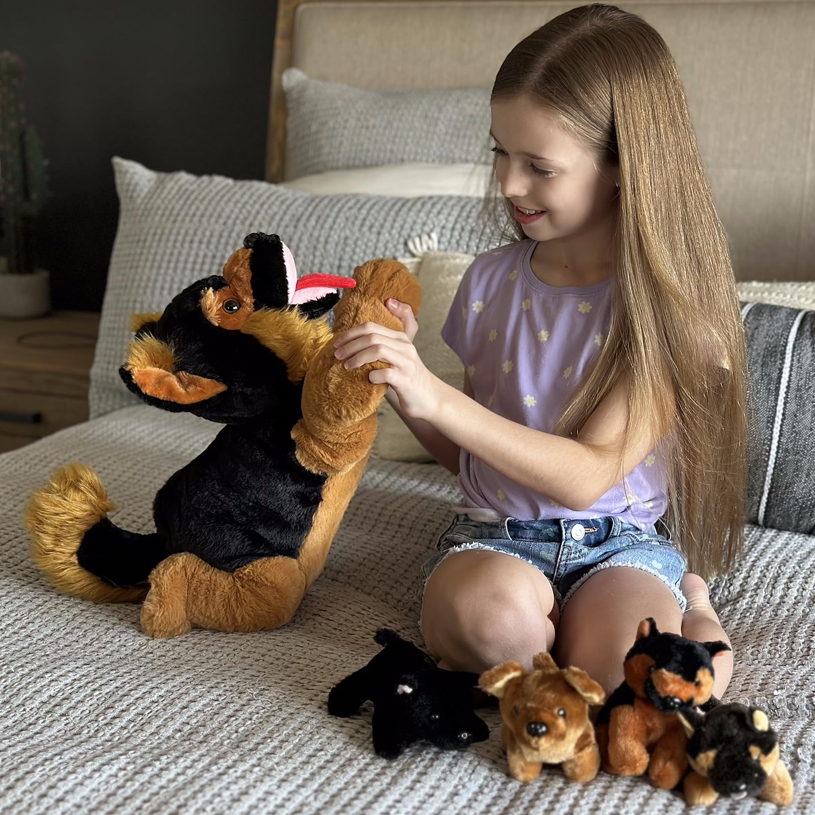 Foto 7 pulgar | Animales De Peluche Mao Golan, Pastor Alemán, Con 4 Bebés De 20 Pulgadas - Venta Internacional.
