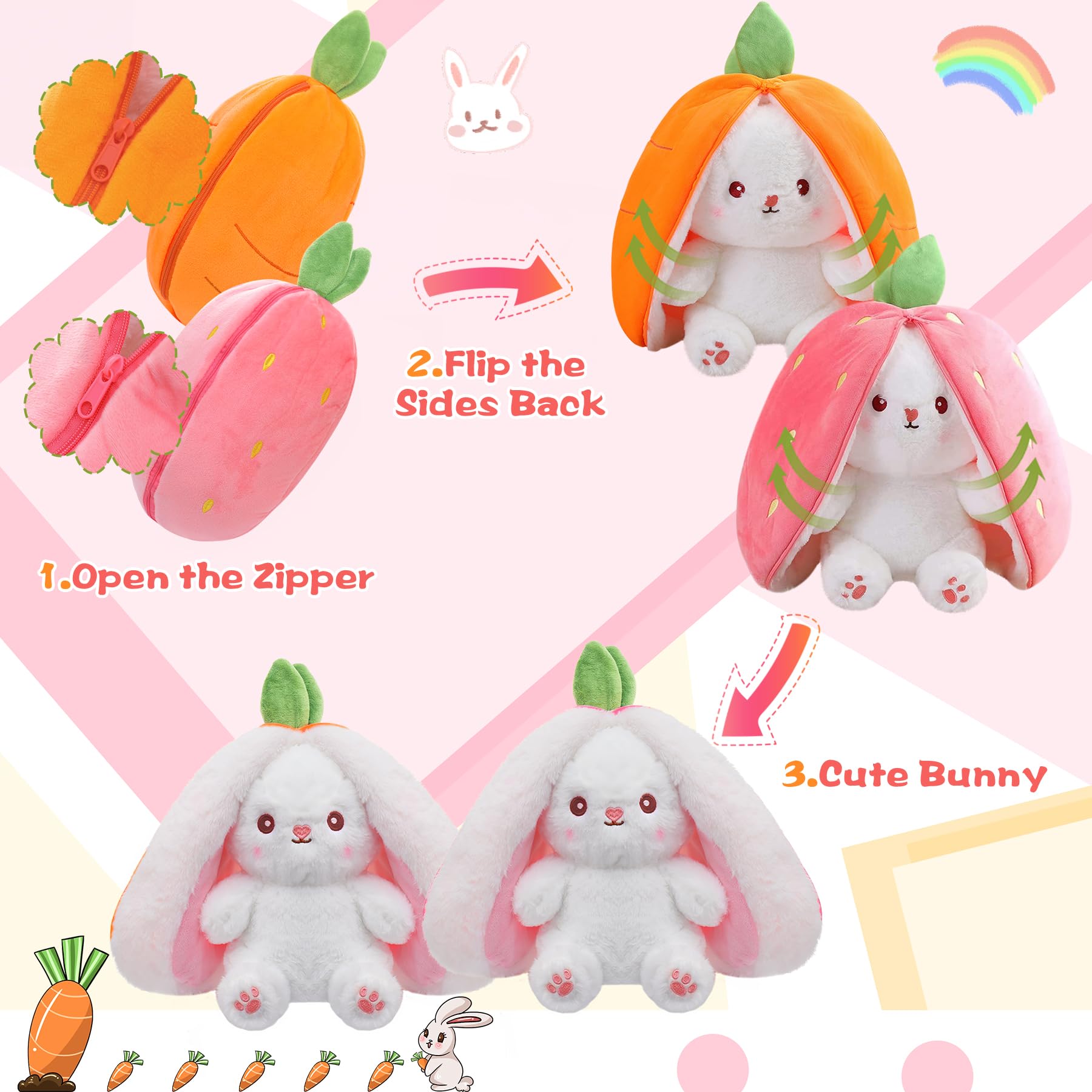 Foto 3 pulgar | Peluche Miaodam Con Forma De Conejito De Peluche Con Diseño De Frutas - Venta Internacional.