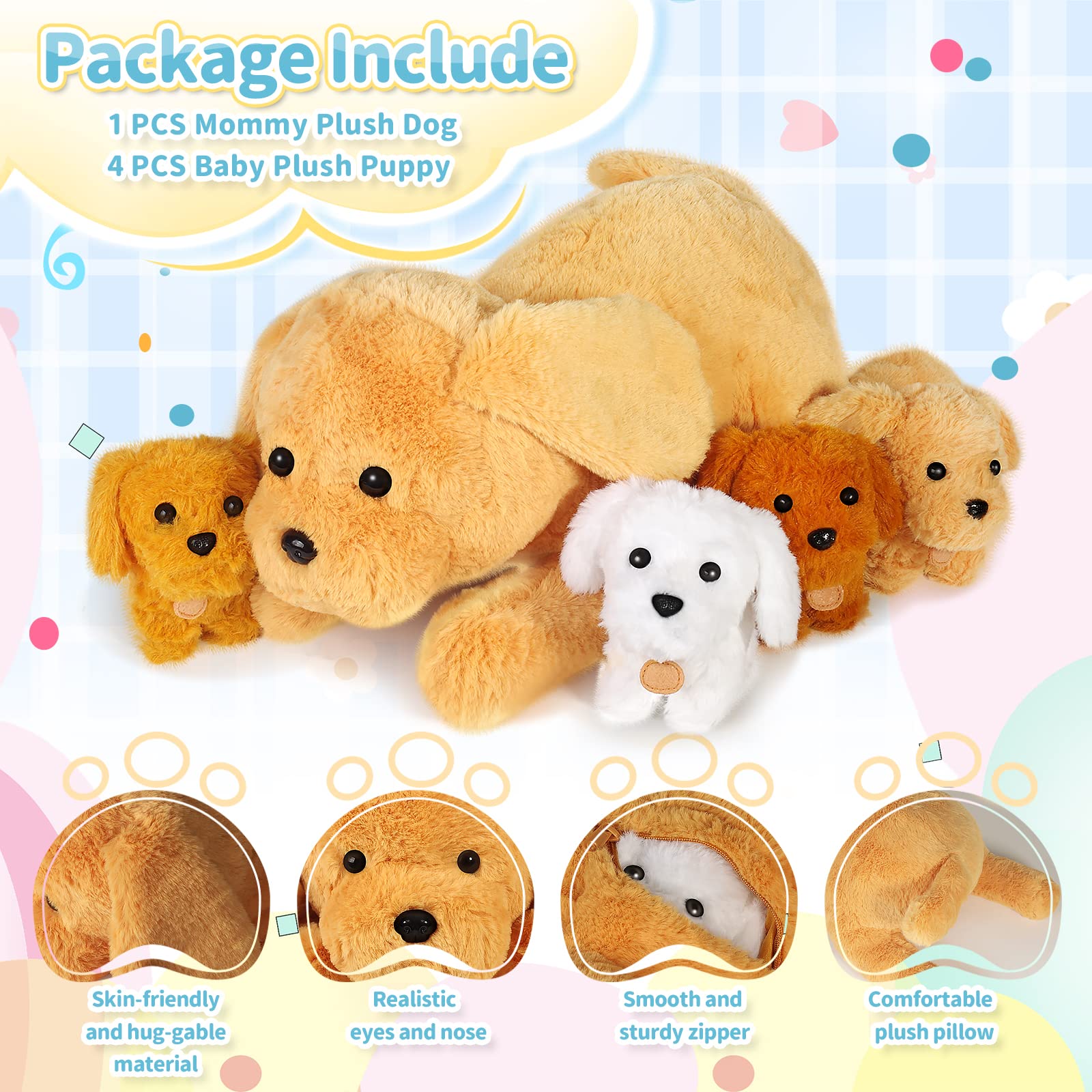 Foto 7 pulgar | Juguete De Peluche Kmuysl Para Mamá Y Perro Con 4 Cachorros De 40 Cm - Venta Internacional.