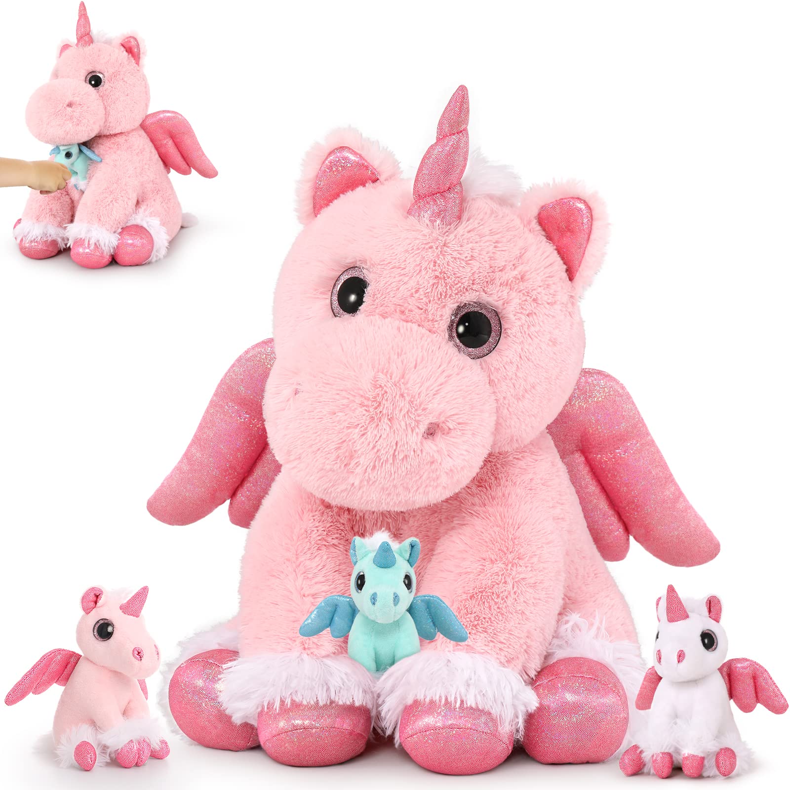 Foto 2 pulgar | Animal De Peluche Morismos, Unicornio Rosa Con Bebés En El Interior, 45 Cm - Venta Internacional.