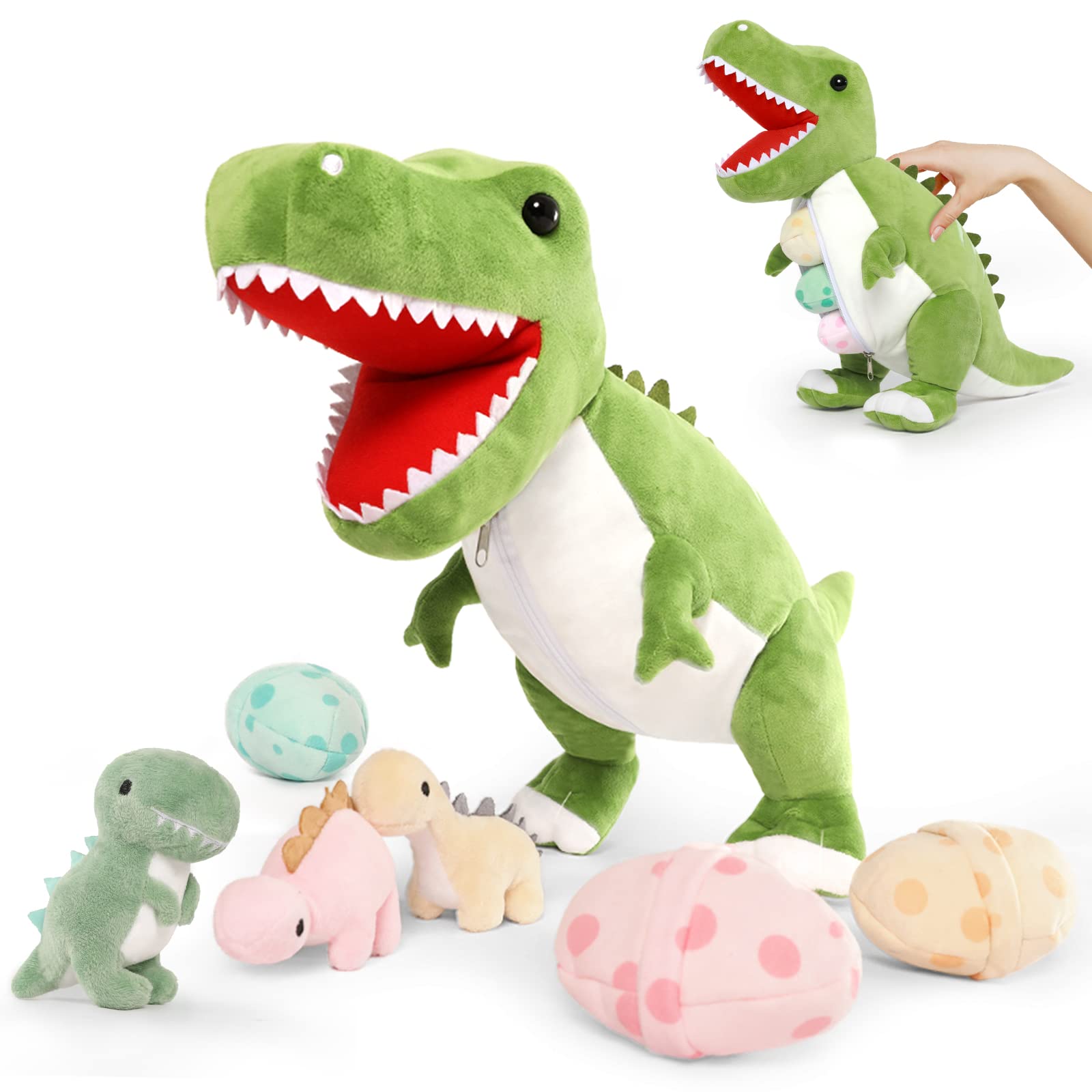 Peluche Morismos, Dinosaurio Gigante Con Bebés, 60 Cm, Peluche - Venta Internacional.